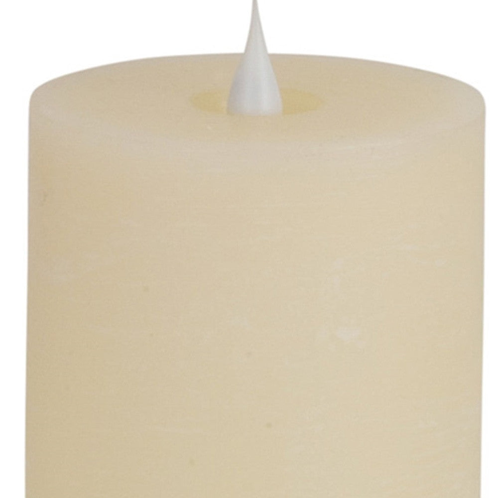 8" Beige Flameless Pillar Candle