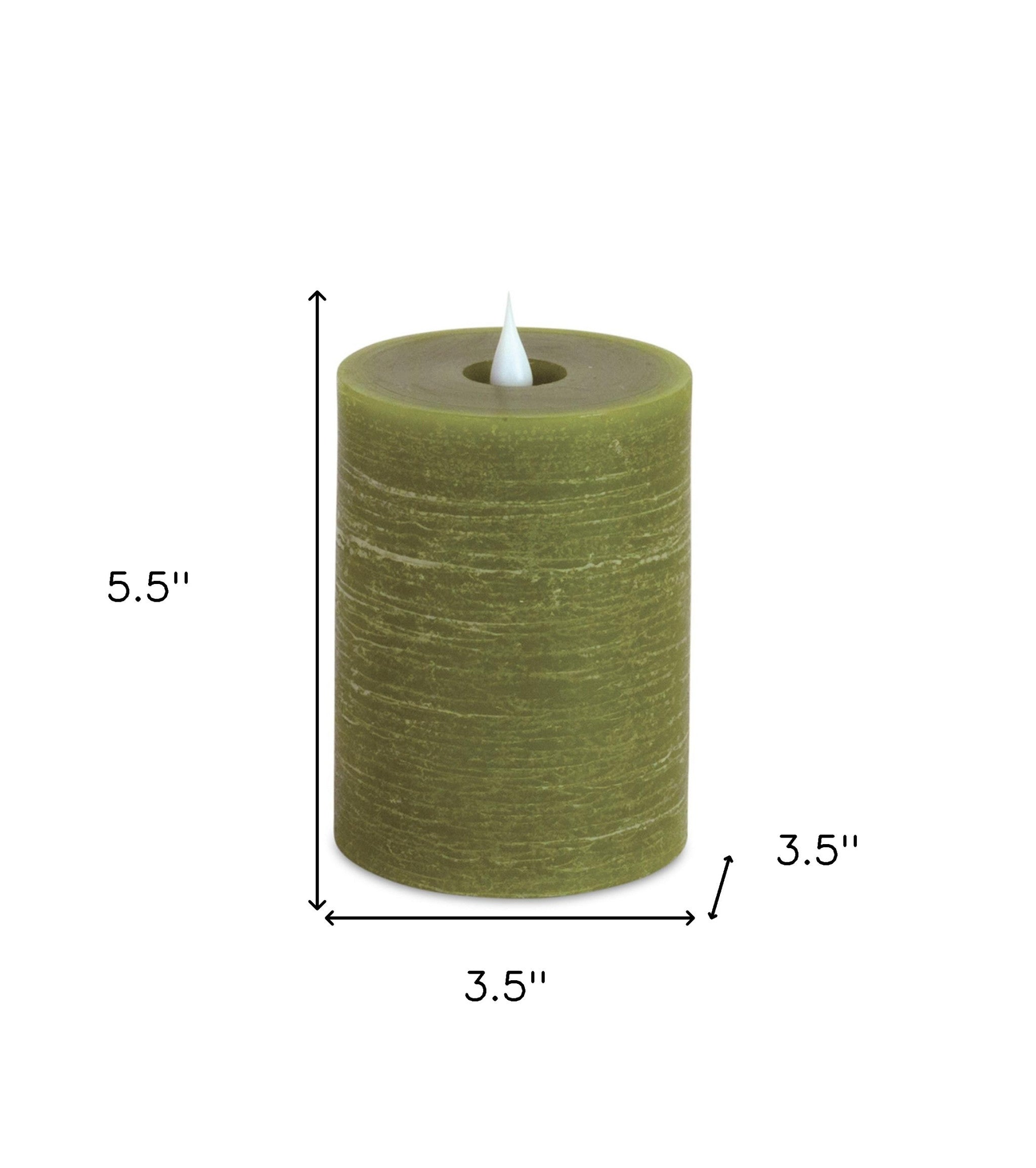 Set of Two Green Flameless Pillar Candle