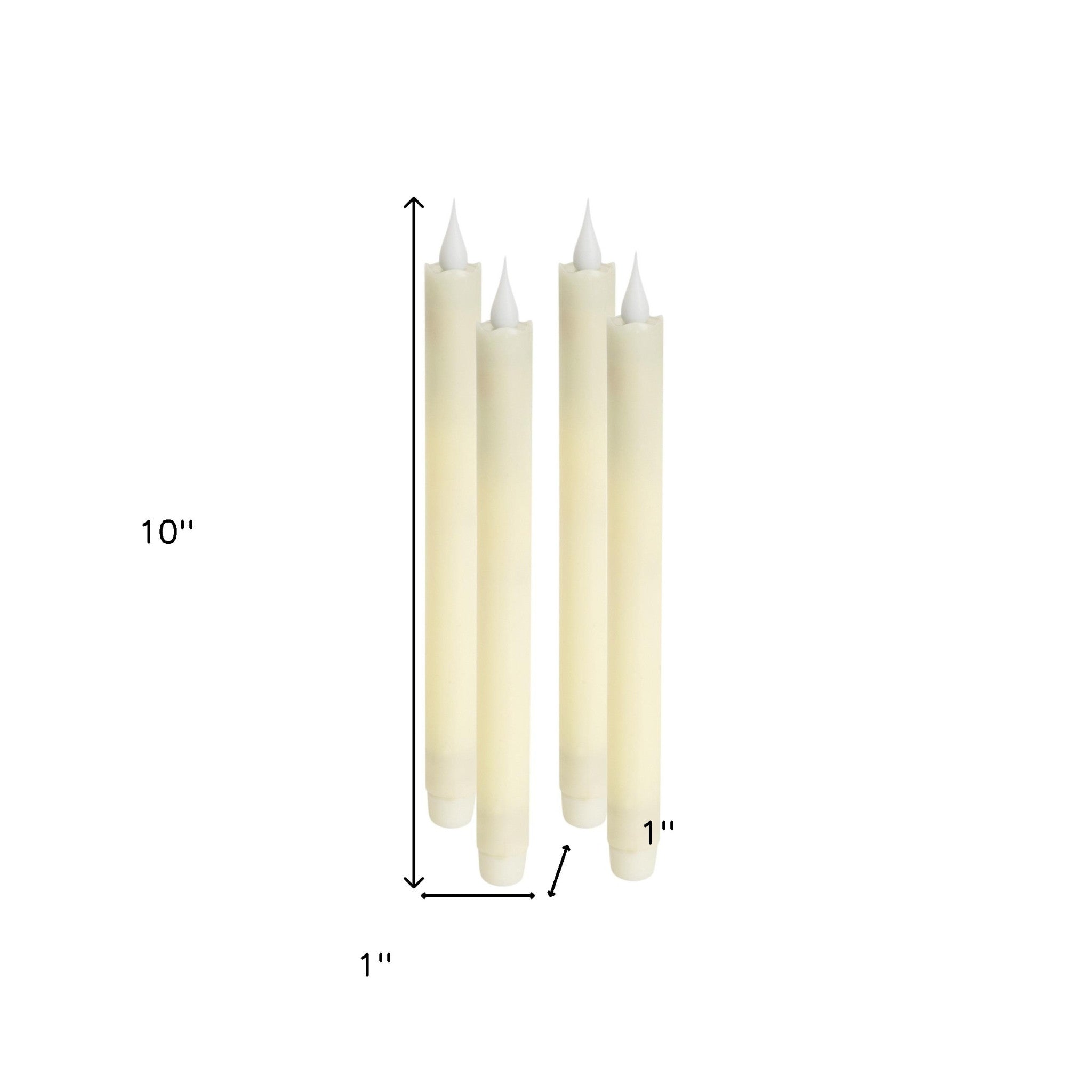 Set of Four Beige Flameless Taper Candle