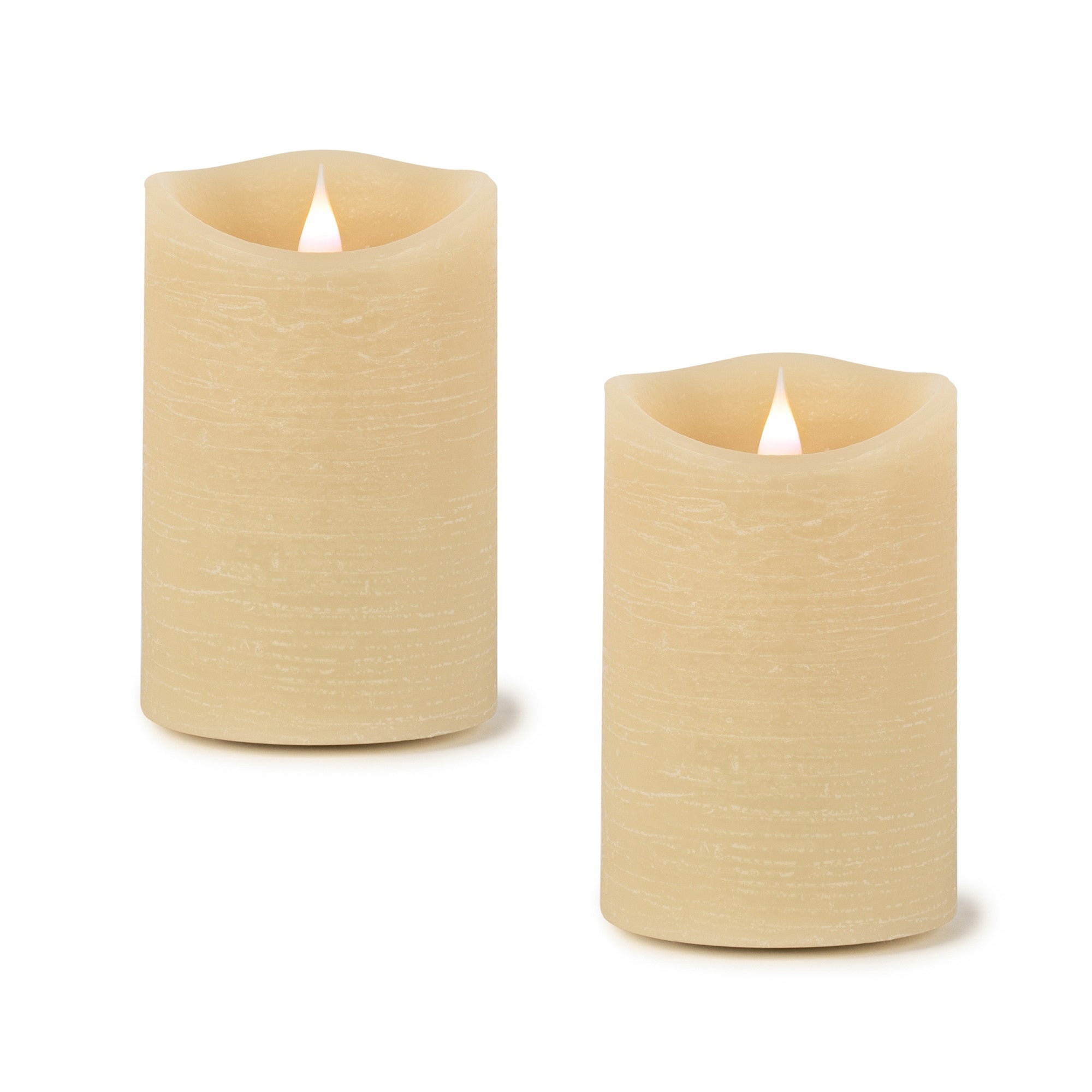 Set of Two Beige Flameless Pillar Candle