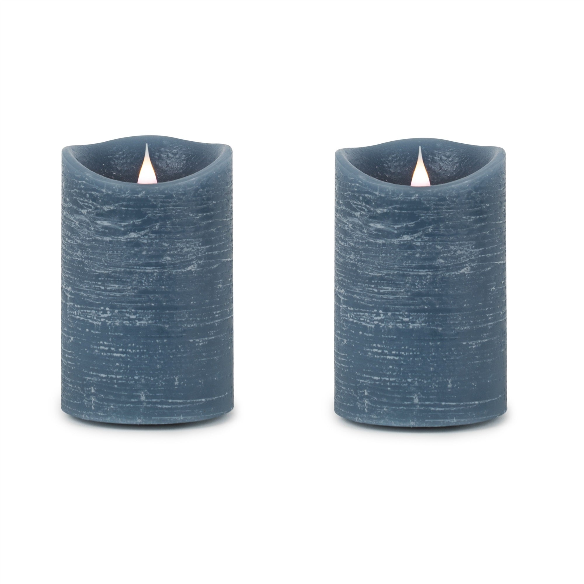 Set of Two Blue Flameless Pillar Candle