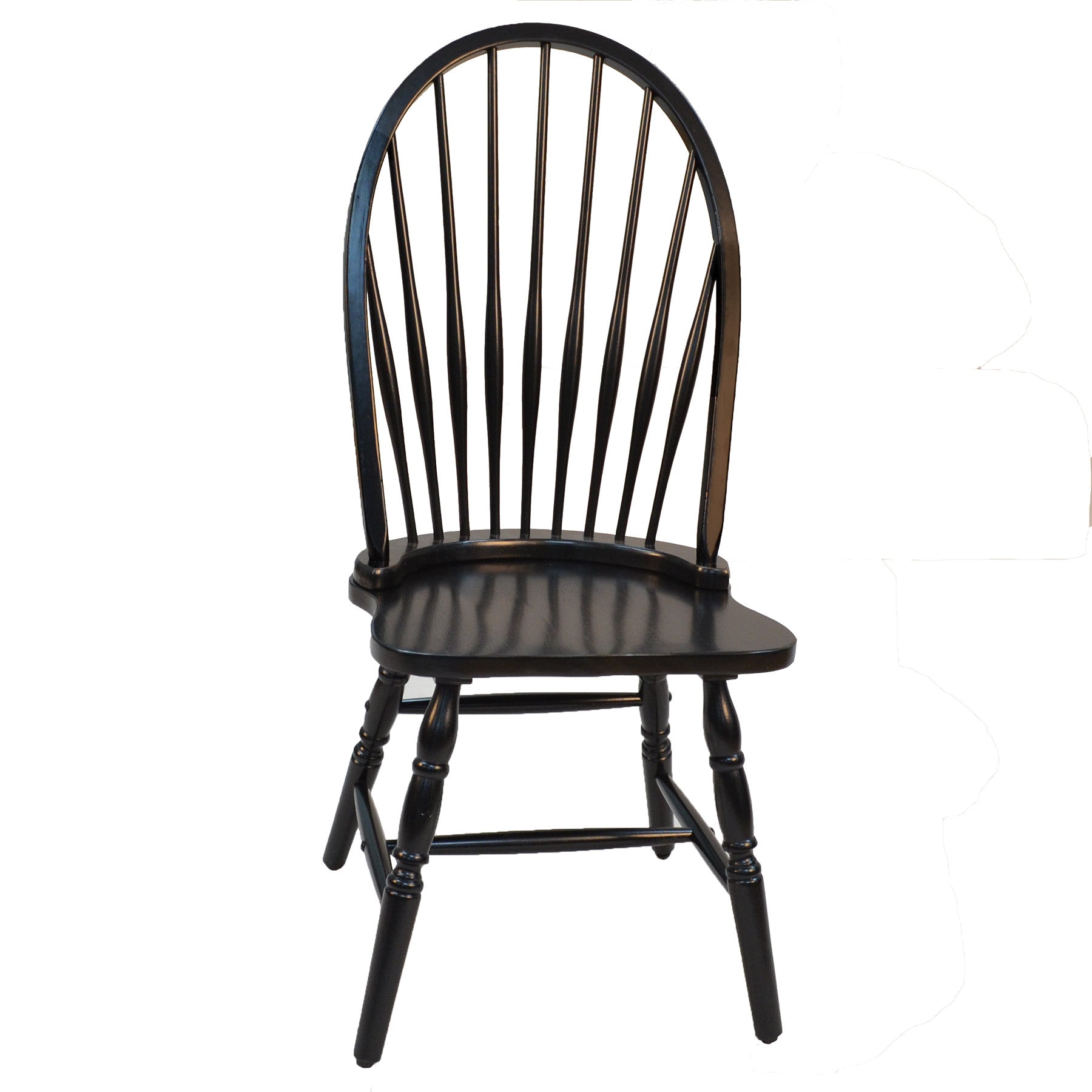 Black Wood Windsor Back Dining Side Chair