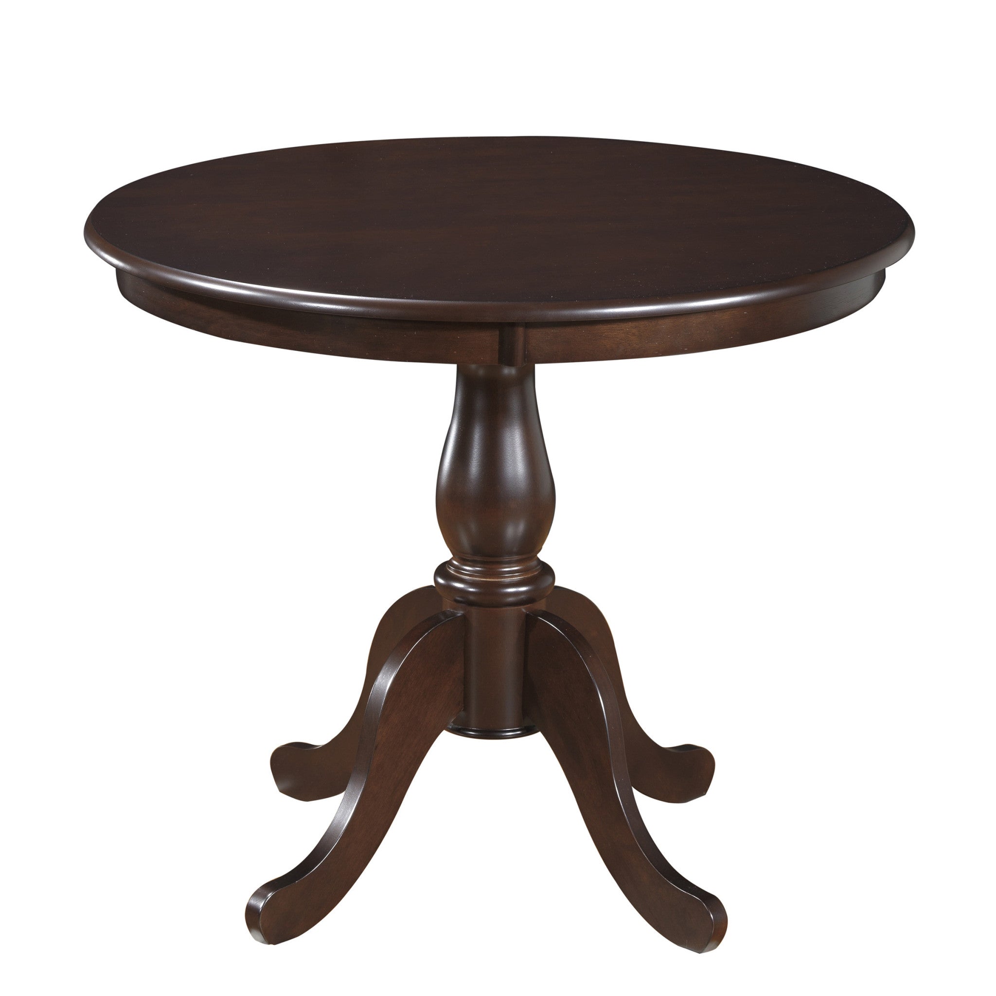 36" Espresso Brown Round Turned Pedestal Base Wood Dining Table