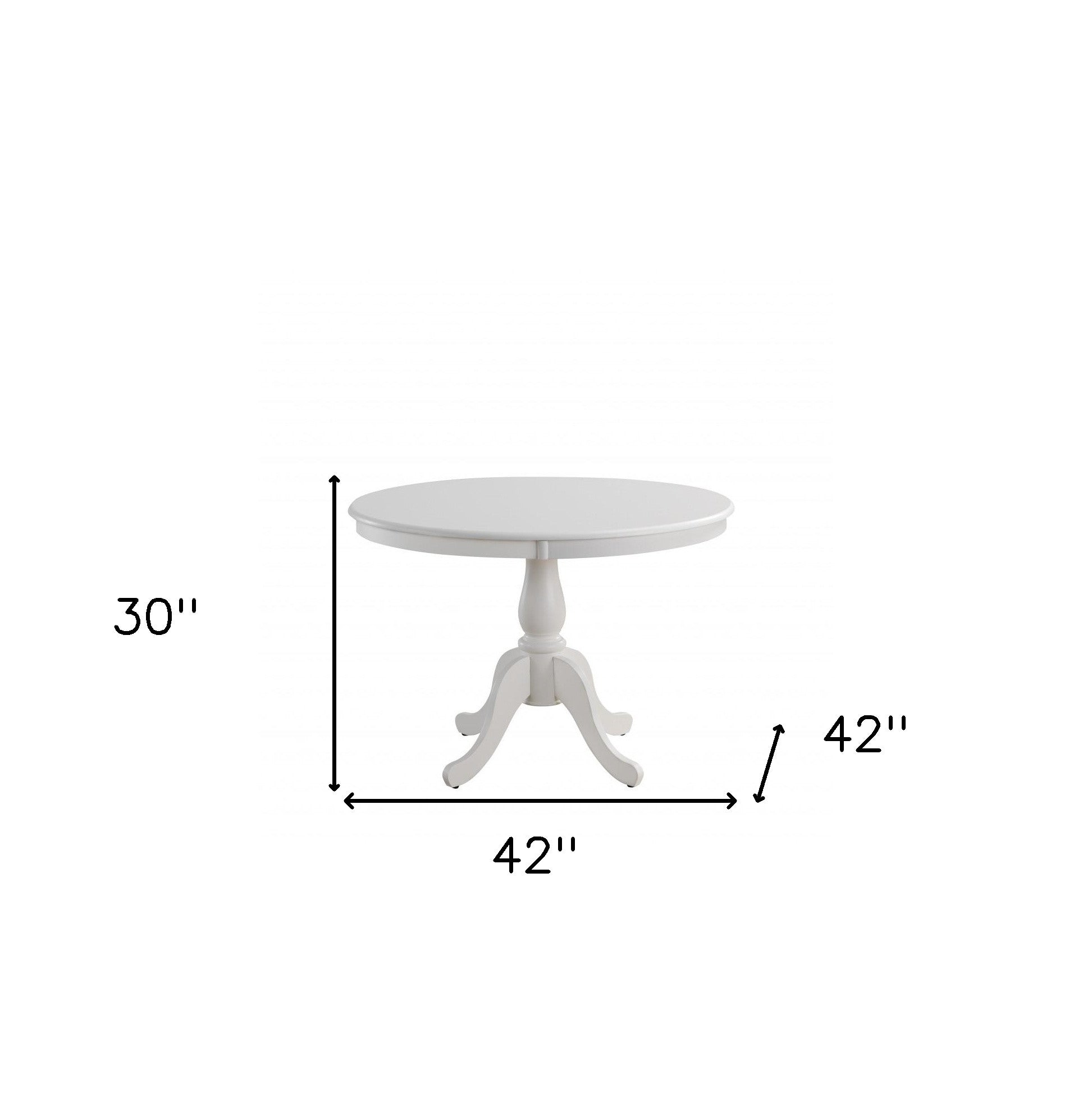 42" White Round Turned Pedestal Base Wood Dining Table