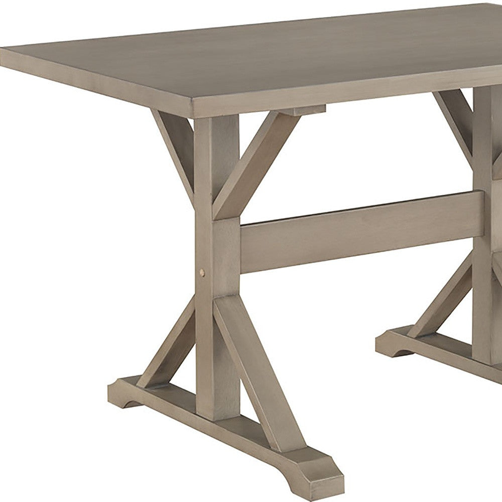 48" Gray Solid Wood Trestle Base Dining Table