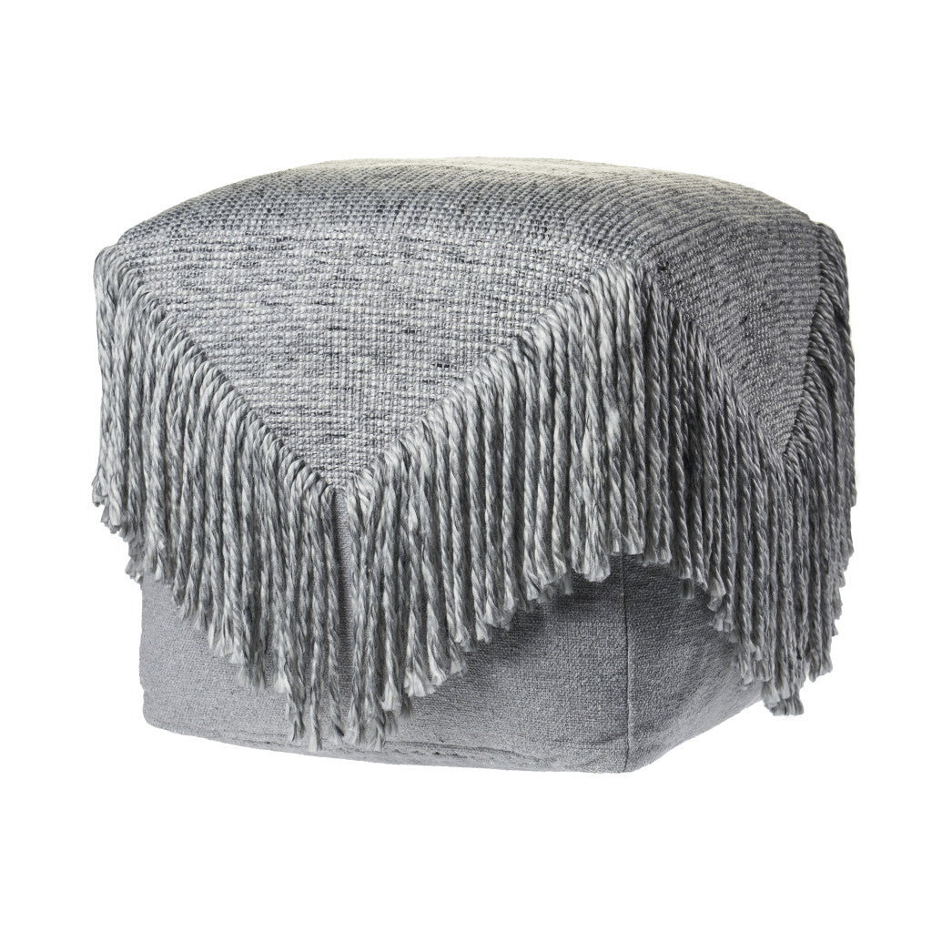 18" Gray Wool Ottoman