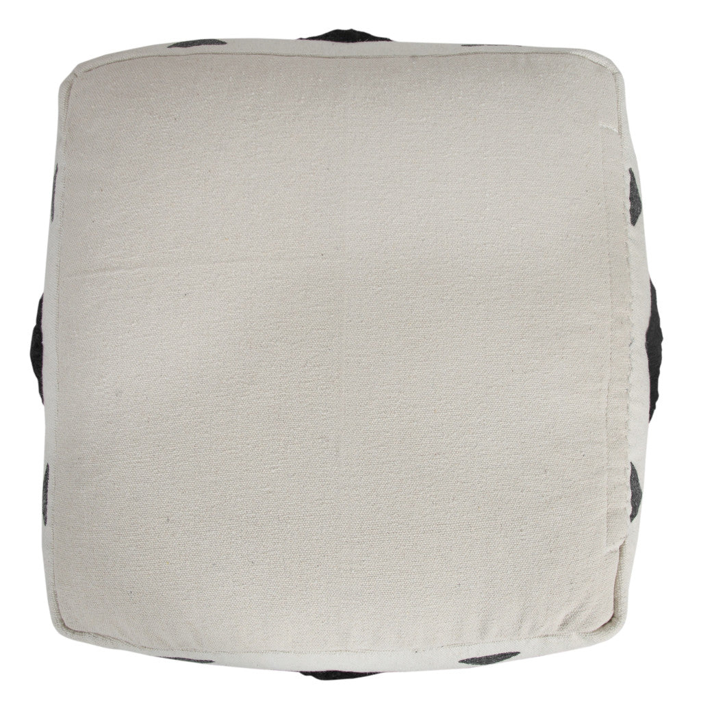 18" White 100% Cotton Ottoman