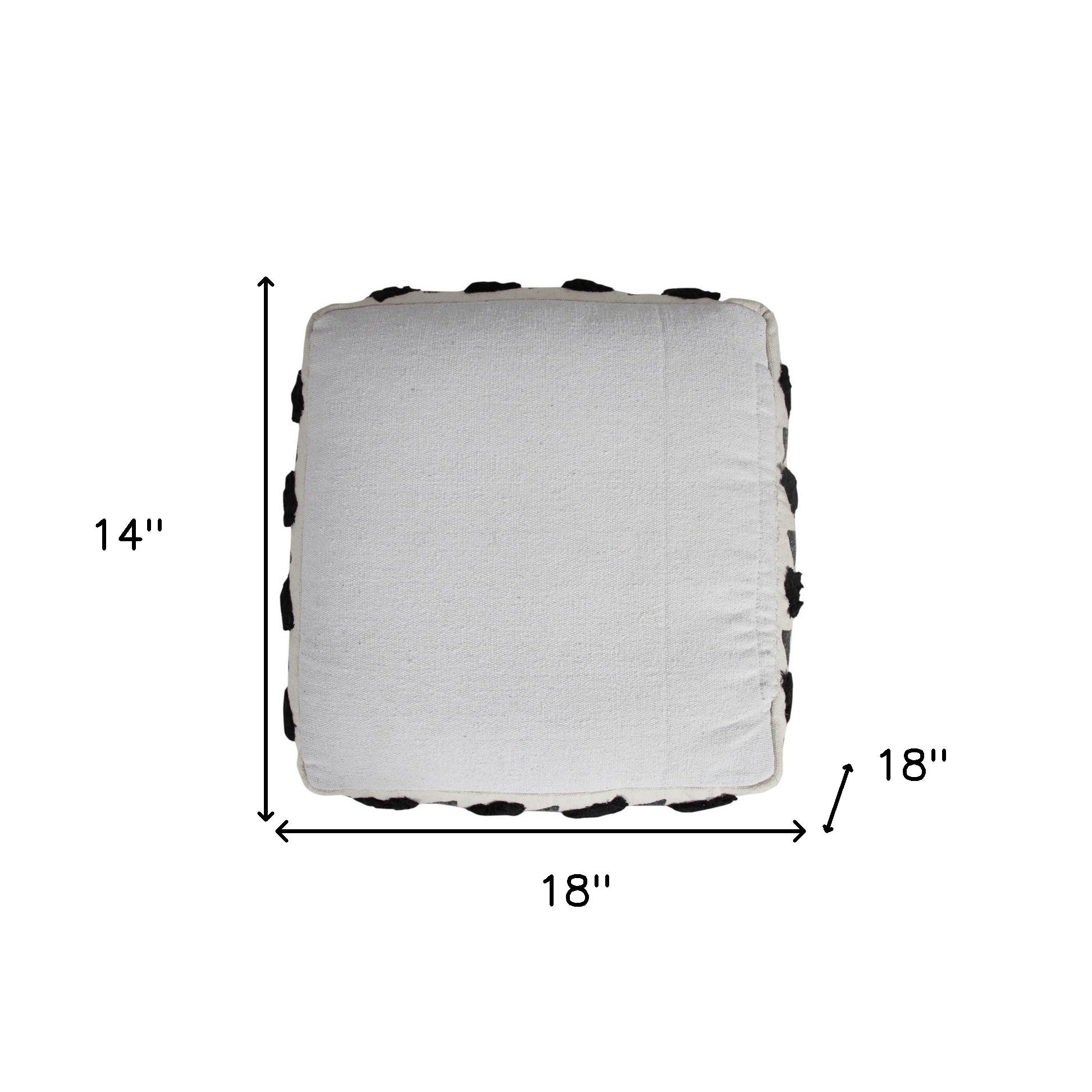 18" White 100% Cotton Ottoman