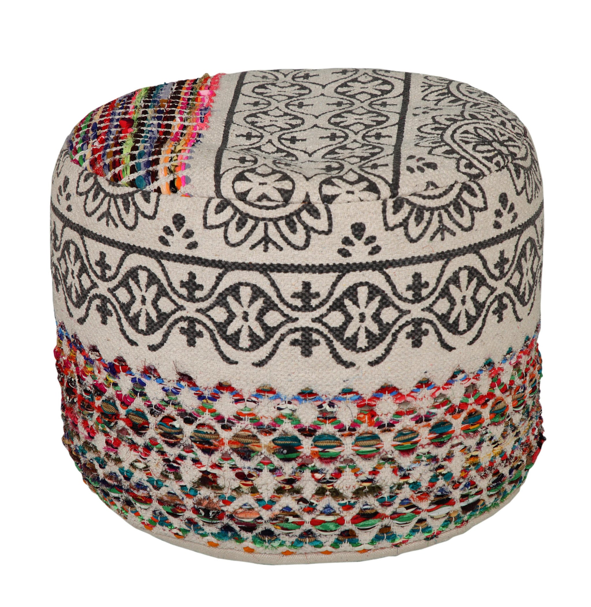 18" Multicolored Cotton Blend Ottoman