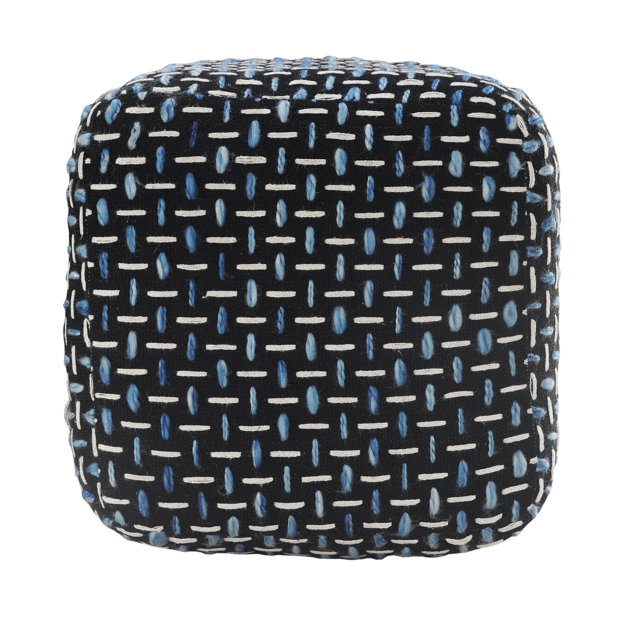 16" Black Polyester Ottoman