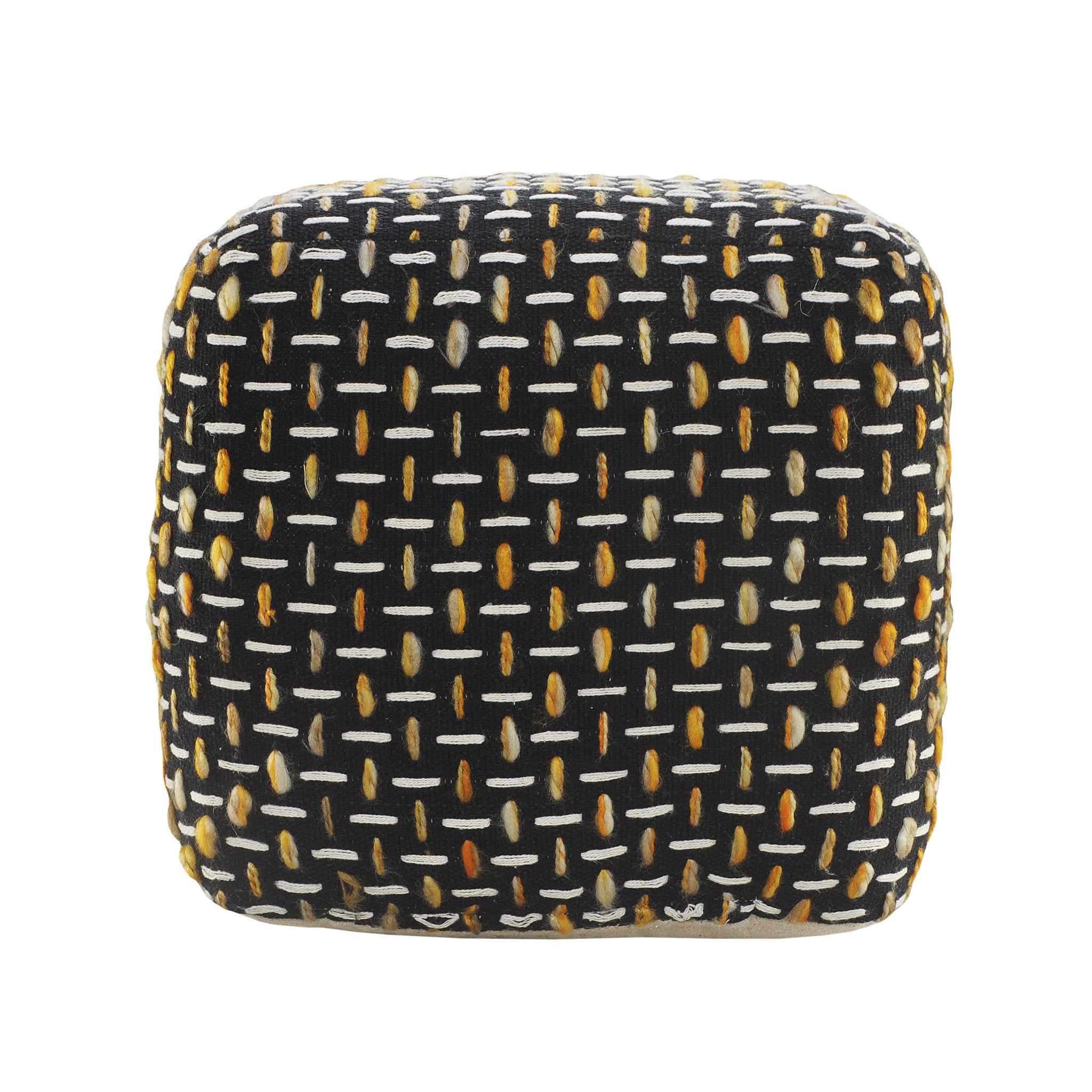 16" Black Polyester Ottoman