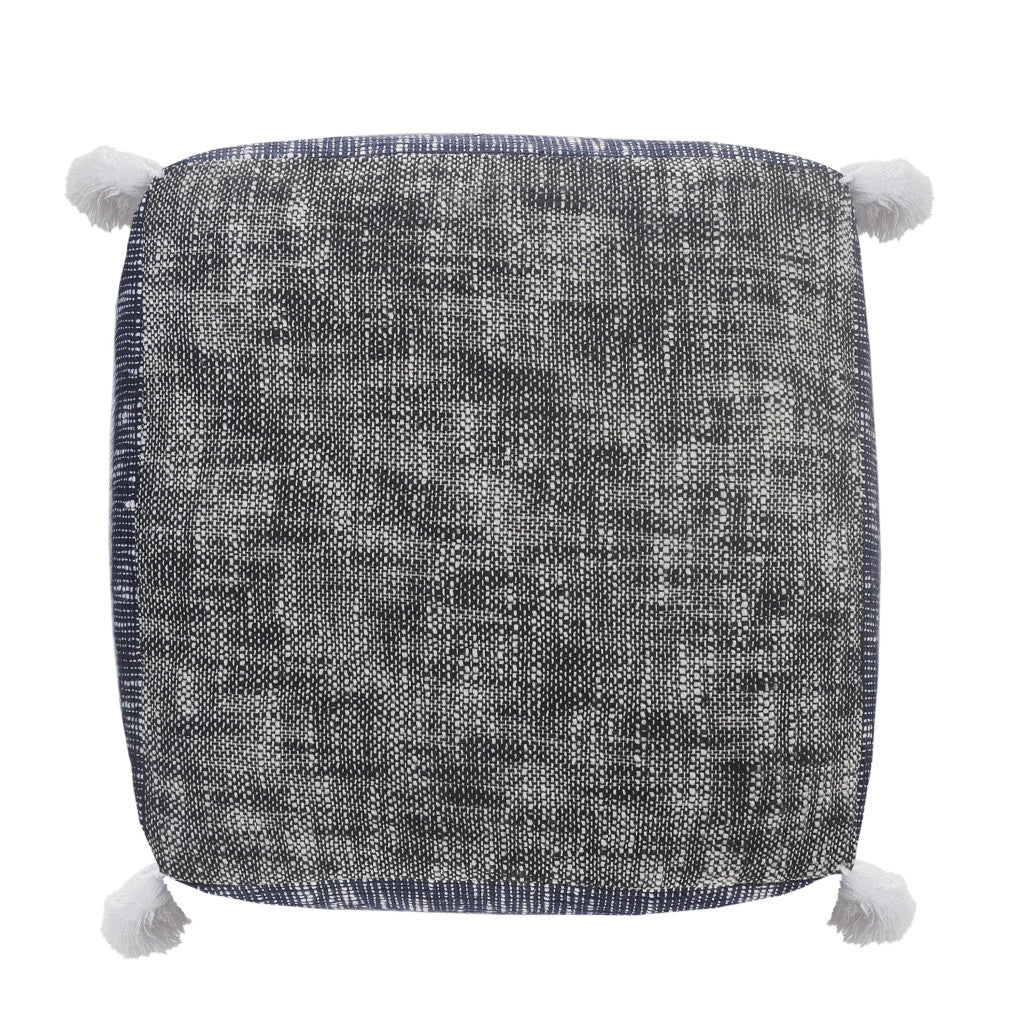 16" Blue Polyester Ottoman