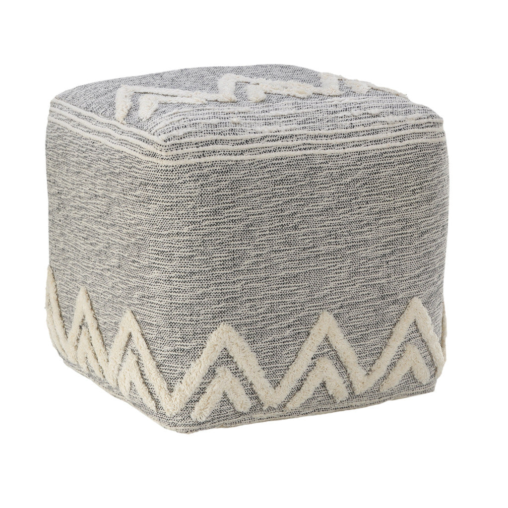 16" Gray Polyester Ottoman