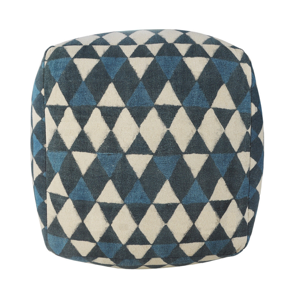 20" Blue 100% Cotton Ottoman