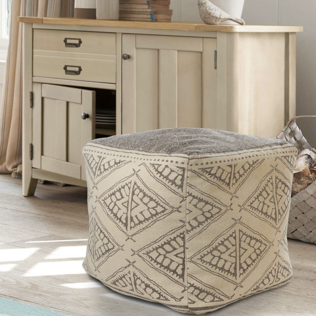 20" Beige 100% Cotton Ottoman