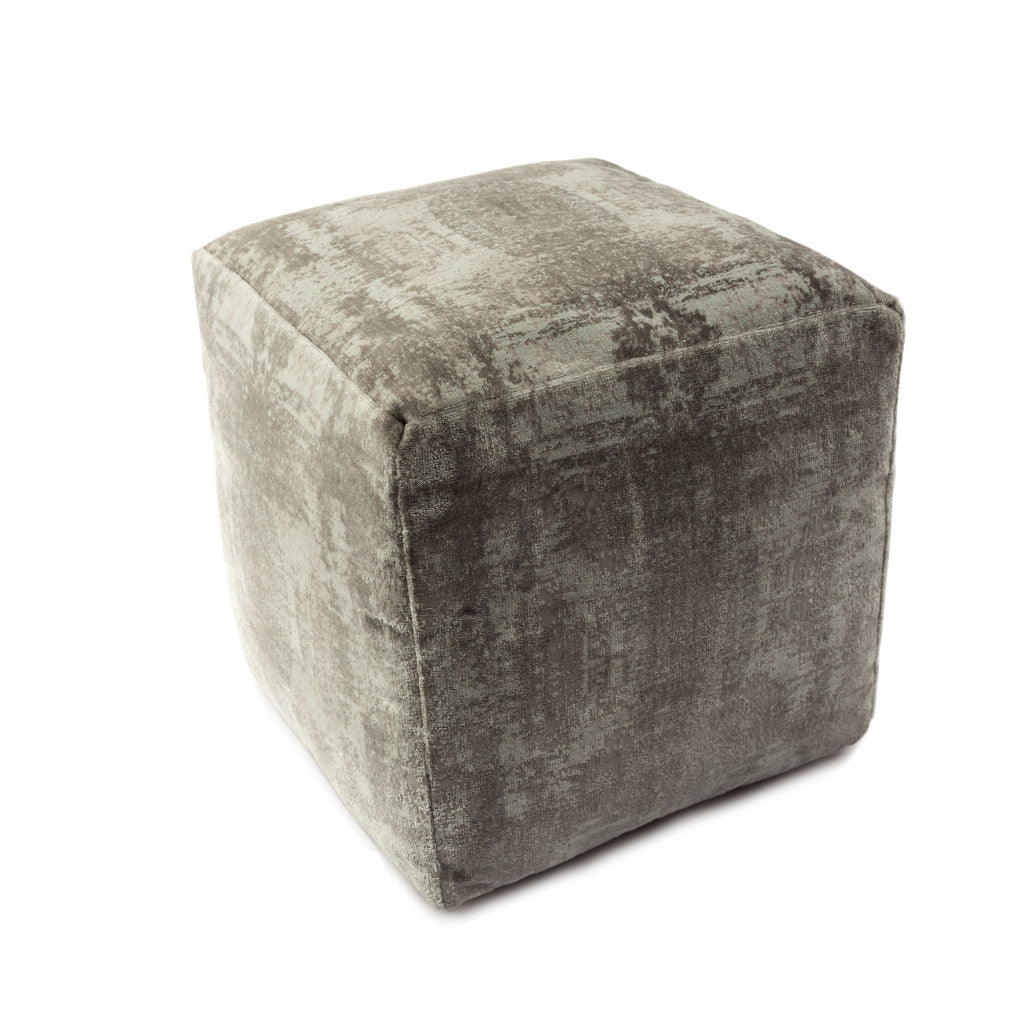 18" Gray Polyester Blend Ottoman