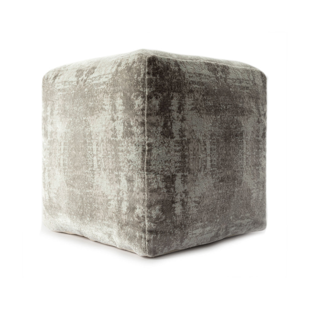 18" Gray Polyester Blend Ottoman