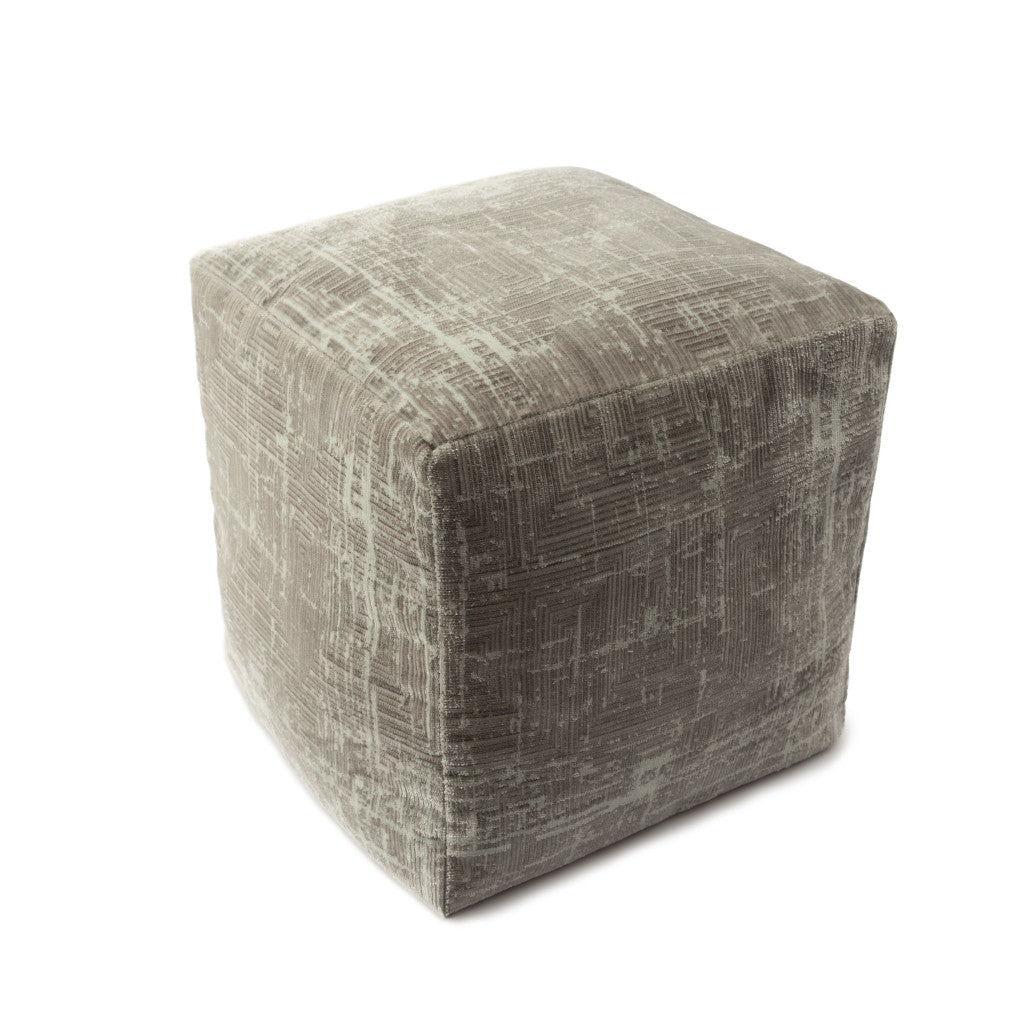 18" Gray Polyester Blend Ottoman