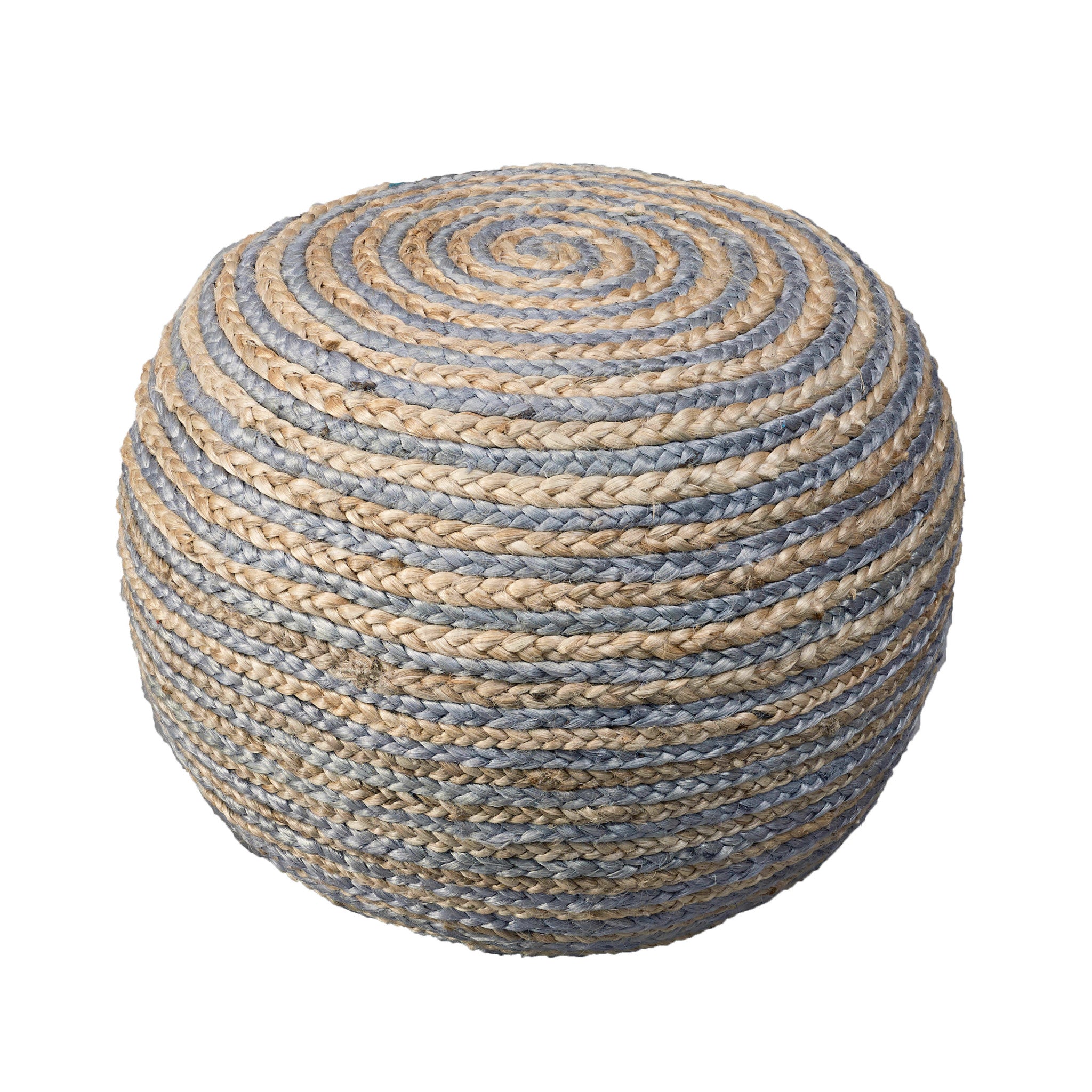 20" Blue Jute Ottoman