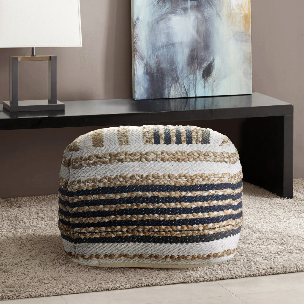 18" Tan Jute Ottoman