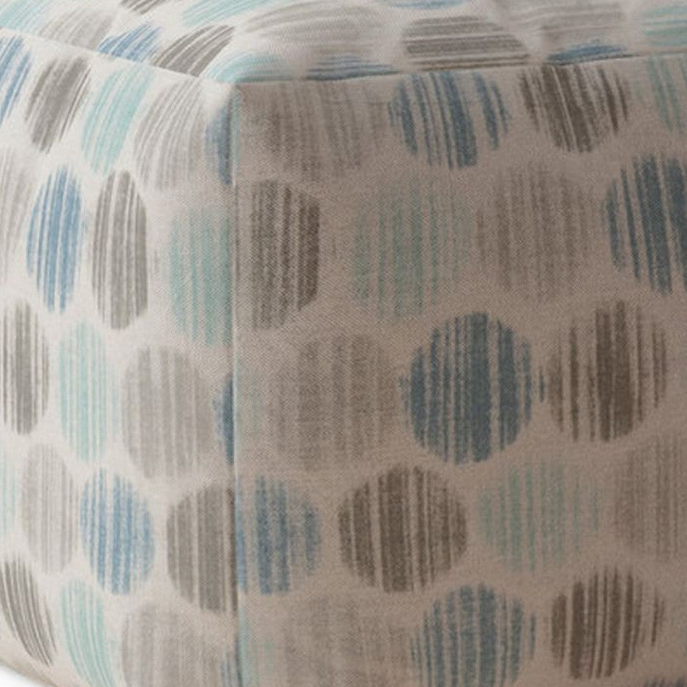 17" Blue Cotton Polka Dots Pouf Ottoman