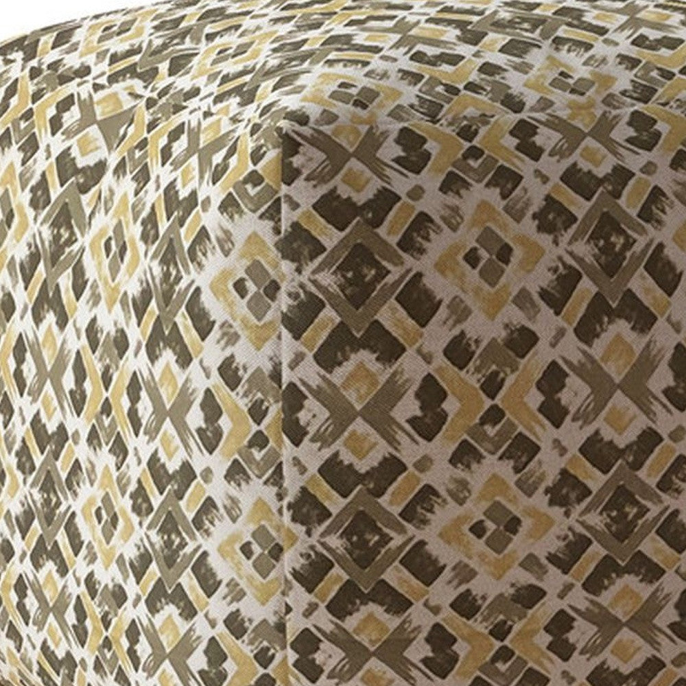 17" Beige Cotton Geometric Pouf Ottoman