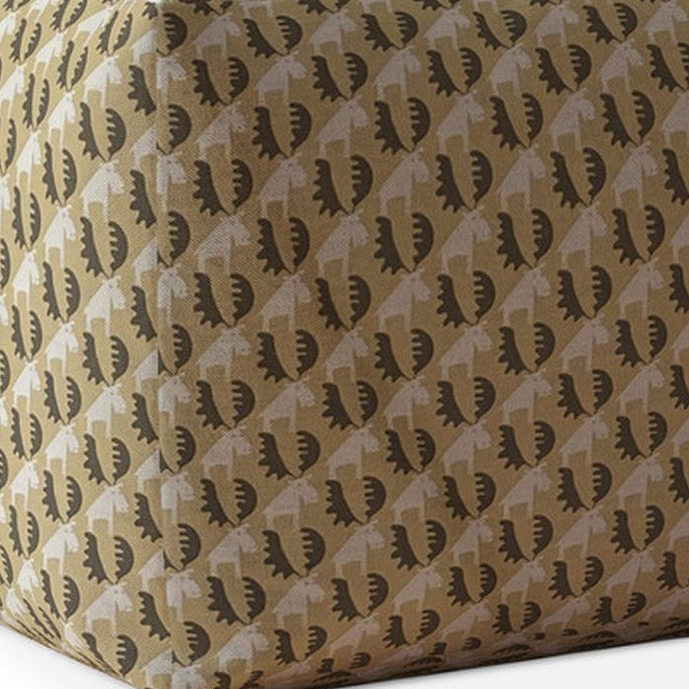 17" Beige Cotton Animal Print Pouf Cover