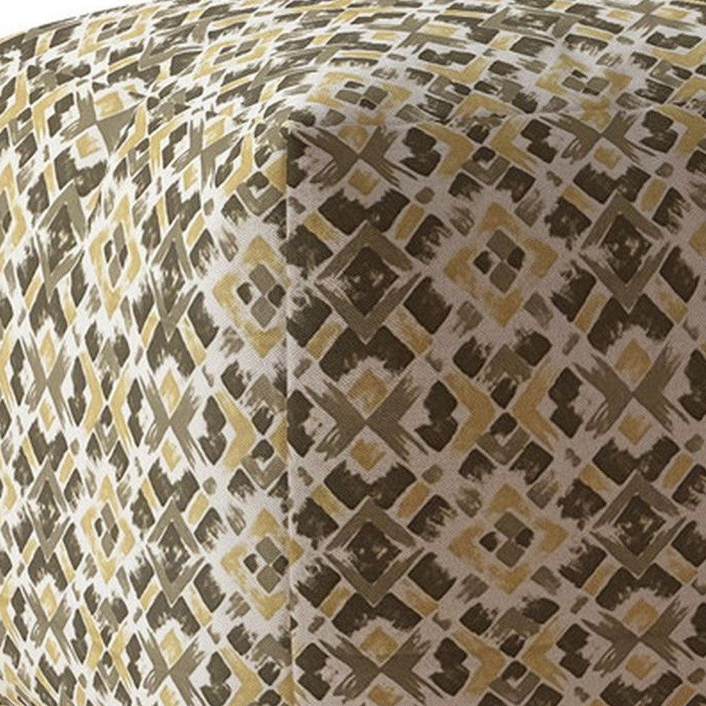 17" Beige Cotton Geometric Pouf Cover