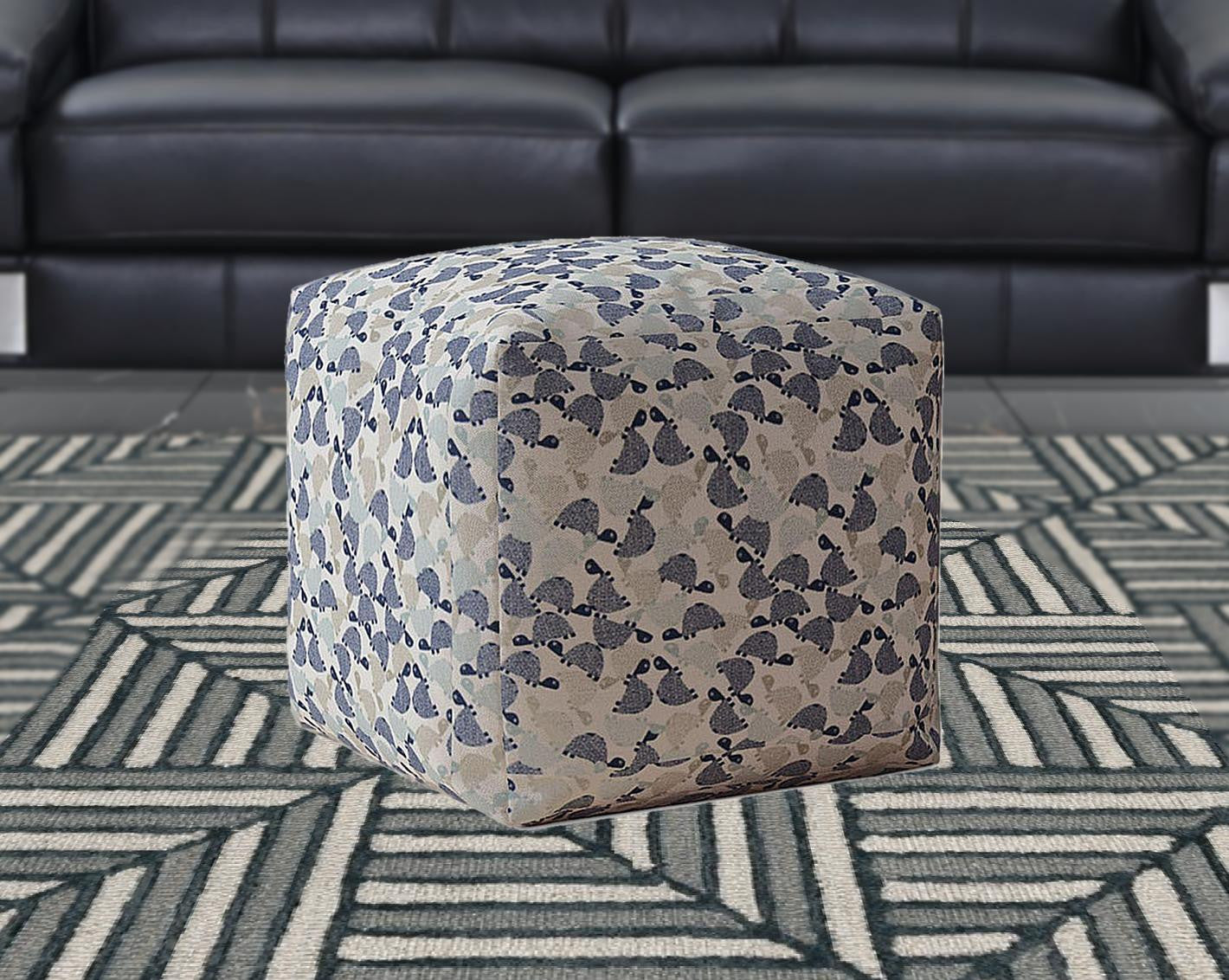 17" Beige Cotton Turtle Pouf Cover