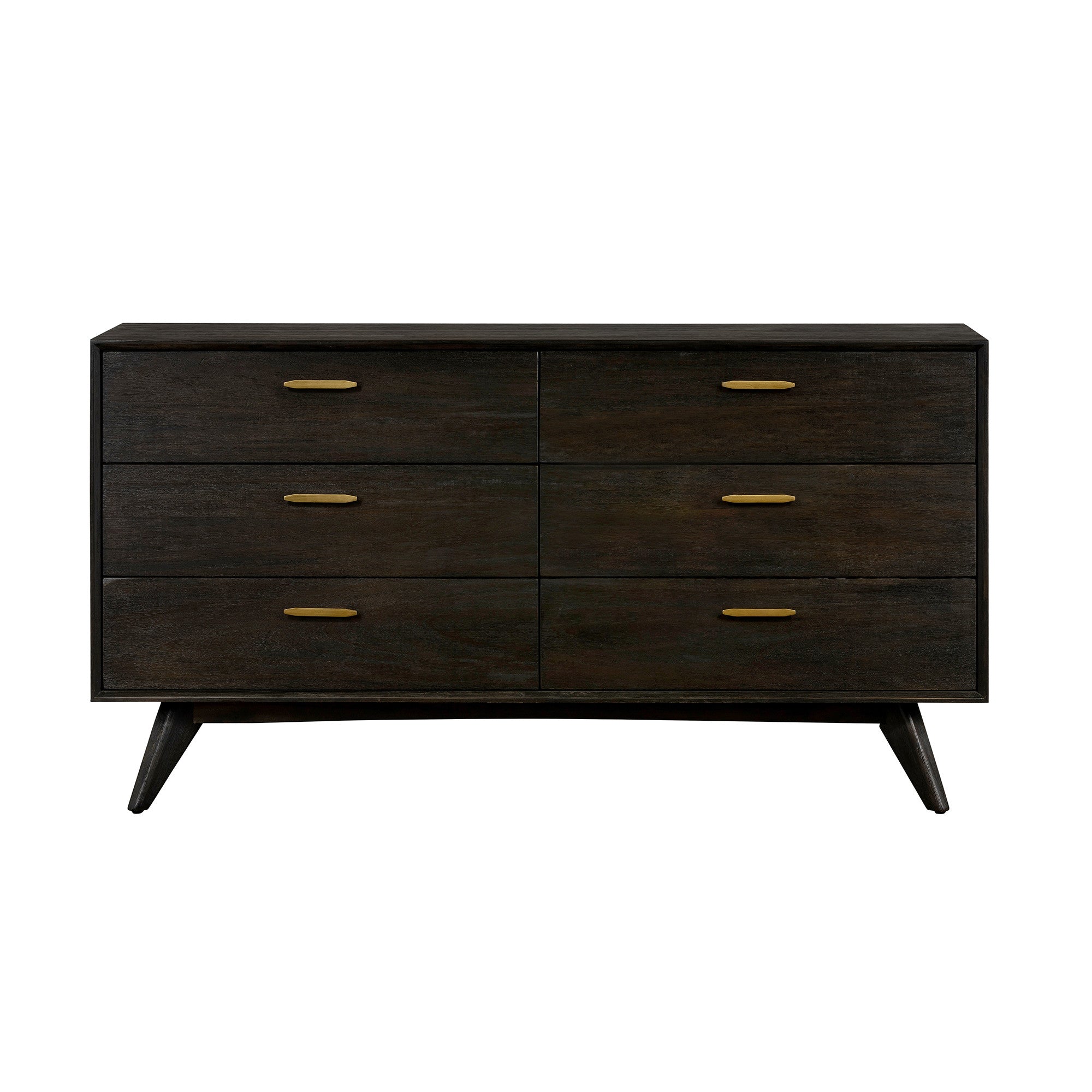 63" Brown Solid Wood Six Drawer Dresser