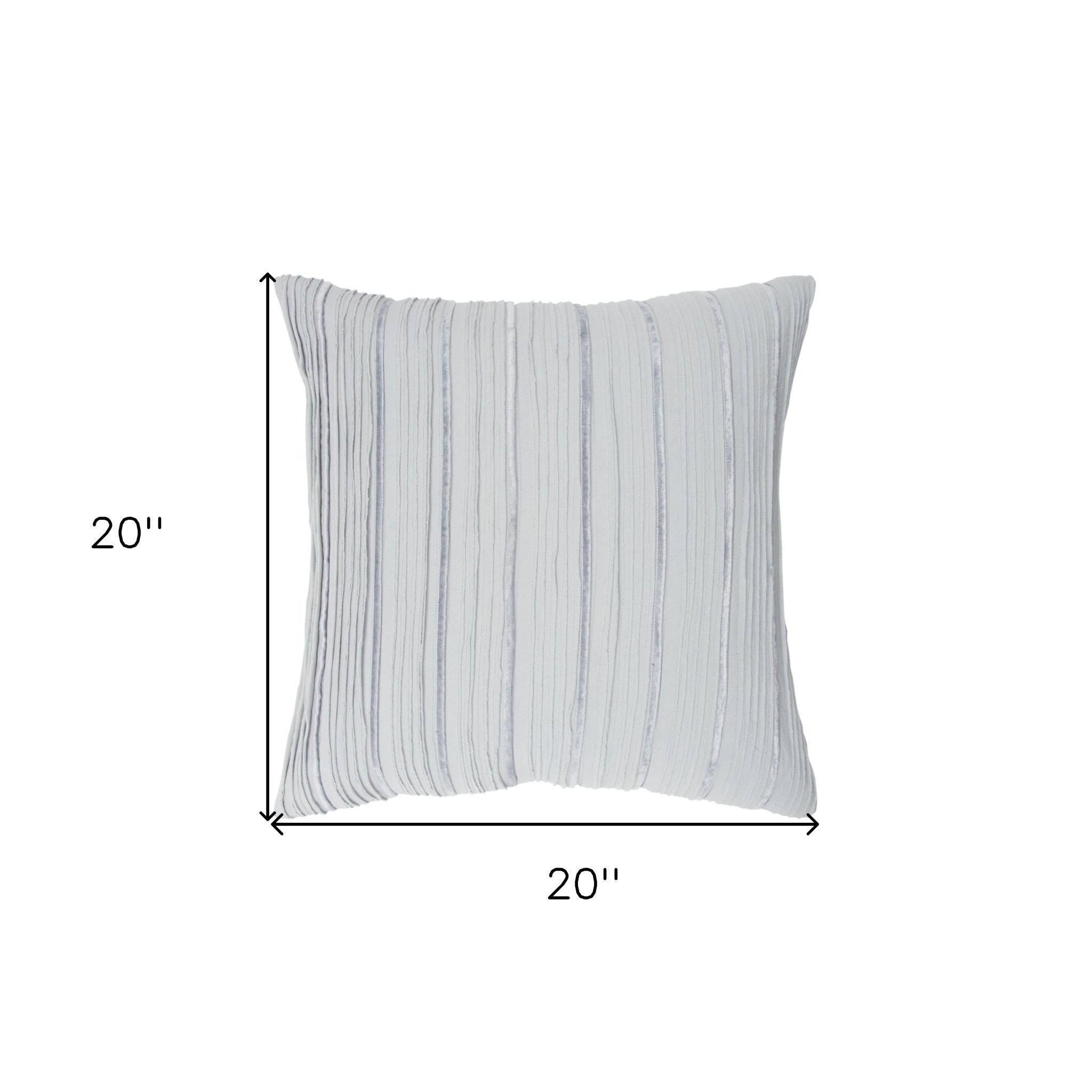 20" Light Blue Striped Cotton Blend Throw Pillow