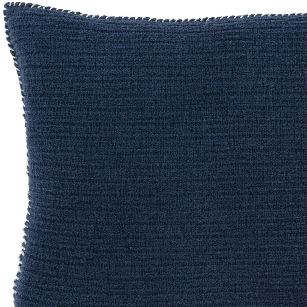 22" Navy Blue Striped Cotton Throw Pillow