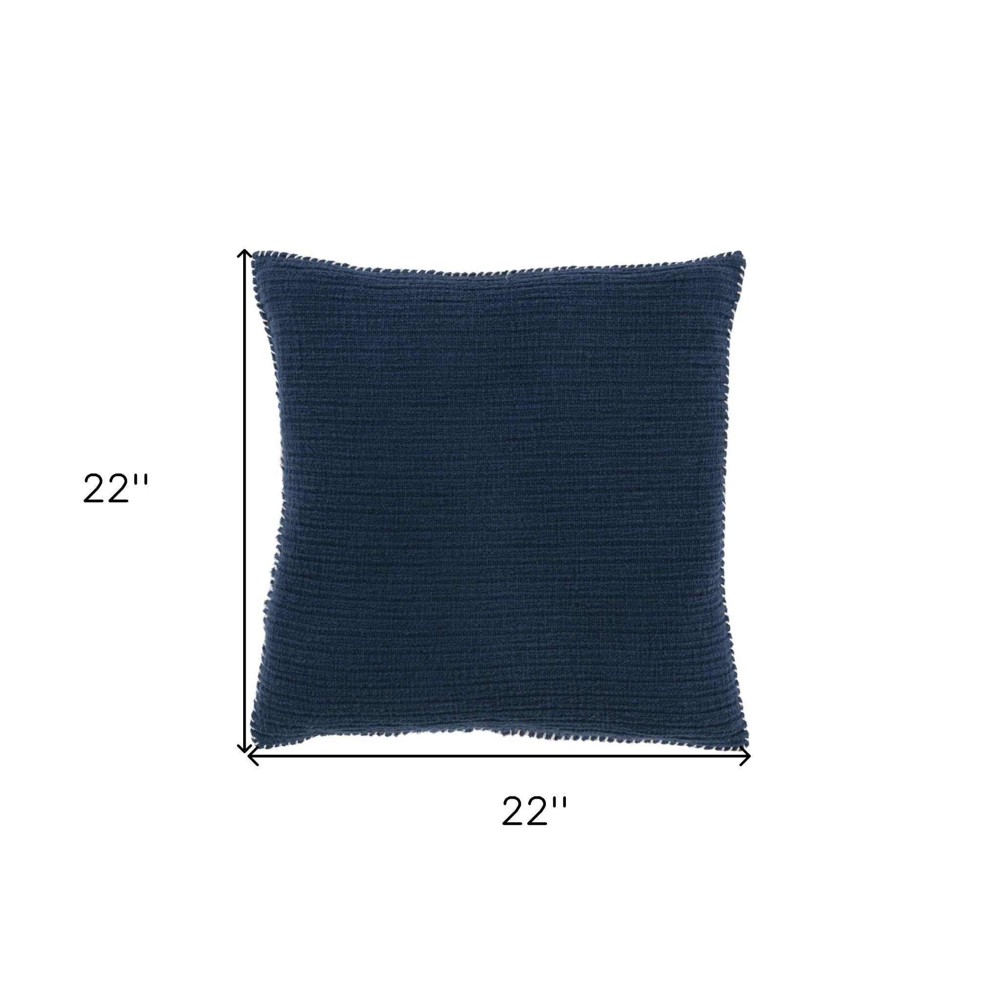 22" Navy Blue Striped Cotton Throw Pillow