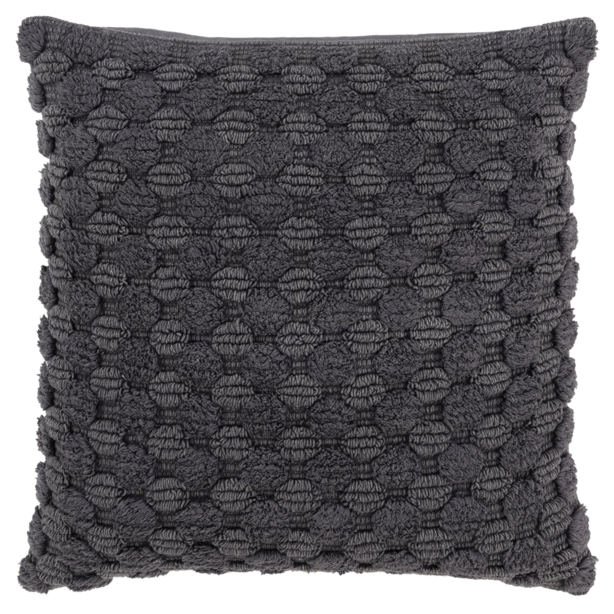 20" Charcoal Cotton Throw Pillow With Texture