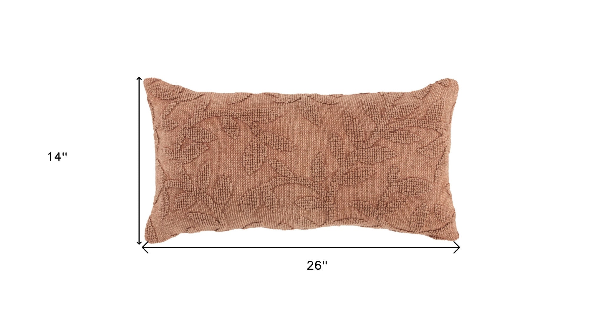 14" X 26" Terra Cotta Cotton Lumbar Throw Pillow With Texture