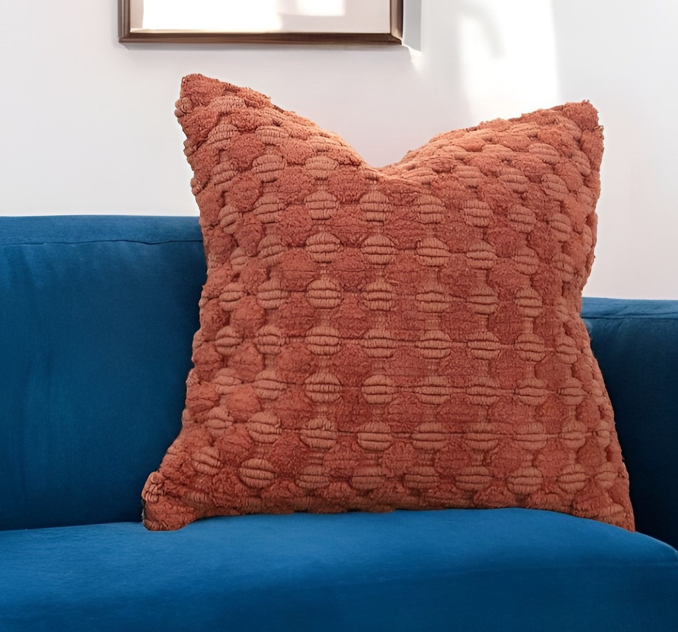 20" Terra Cotta Cotton Throw Pillow With Texture