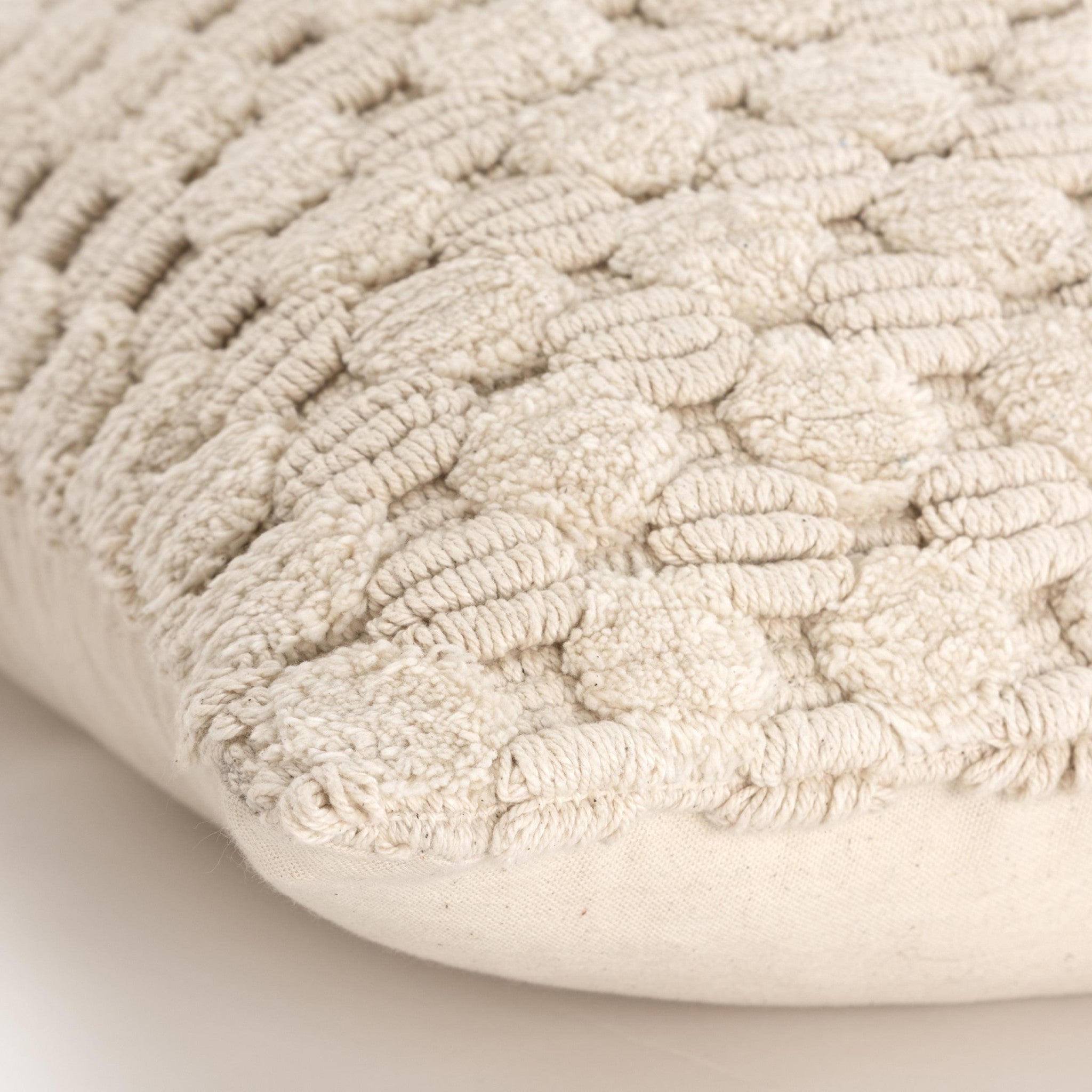 20" Ivory Cotton Throw Pillow With Texture