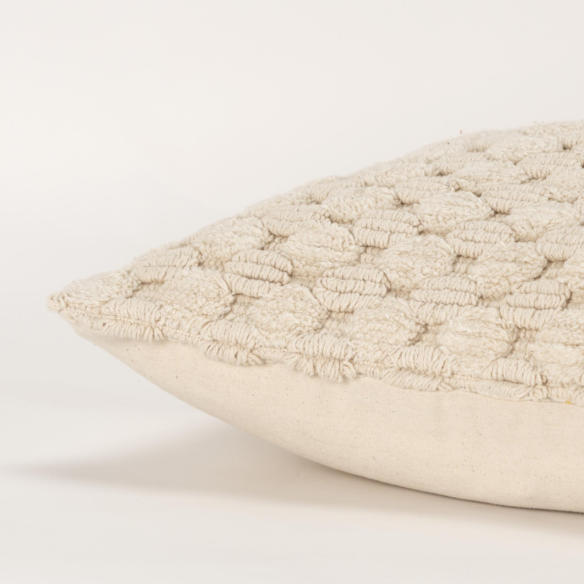 20" Ivory Cotton Throw Pillow With Texture