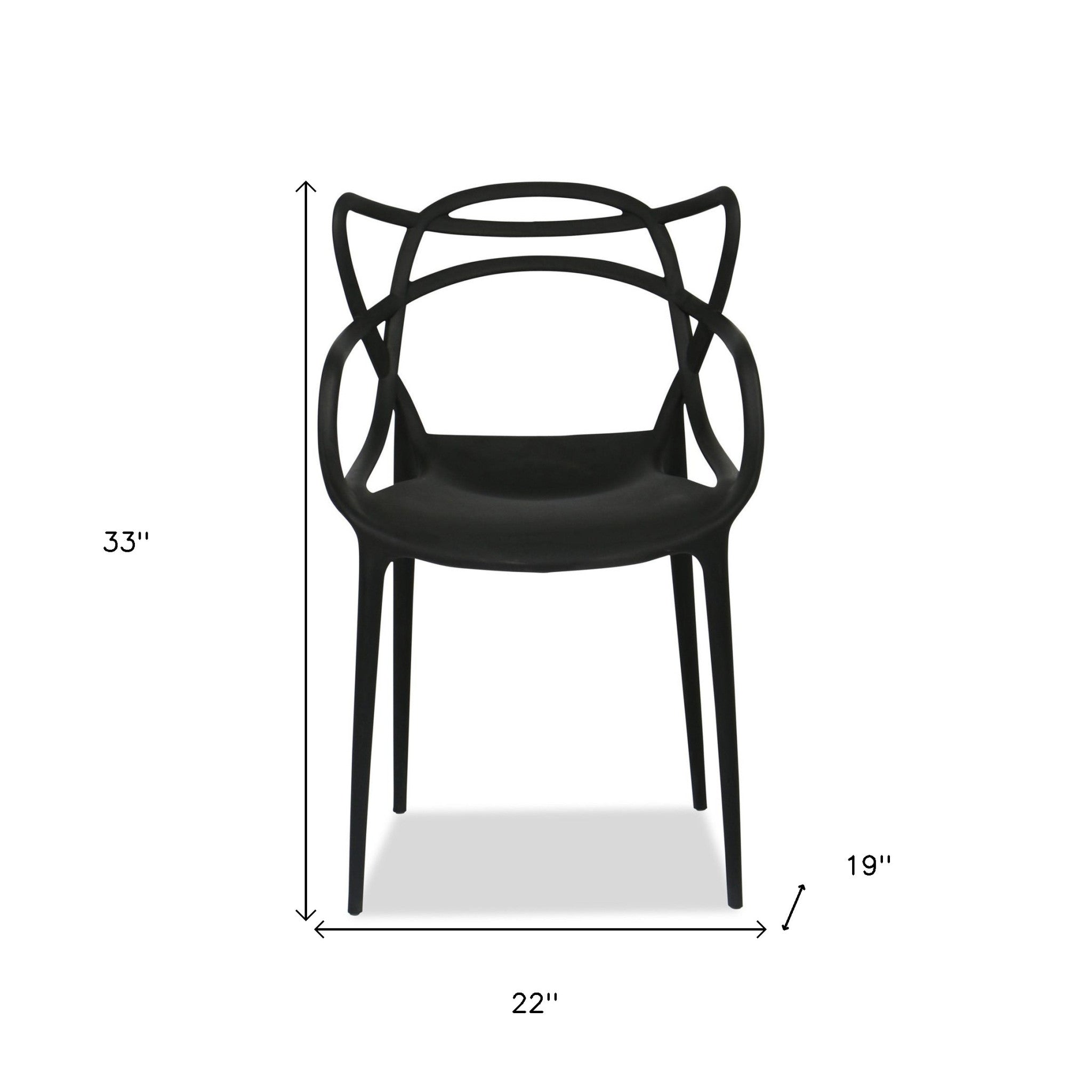 22" Black Heavy Duty Plastic Indoor Outdoor Dining Chair