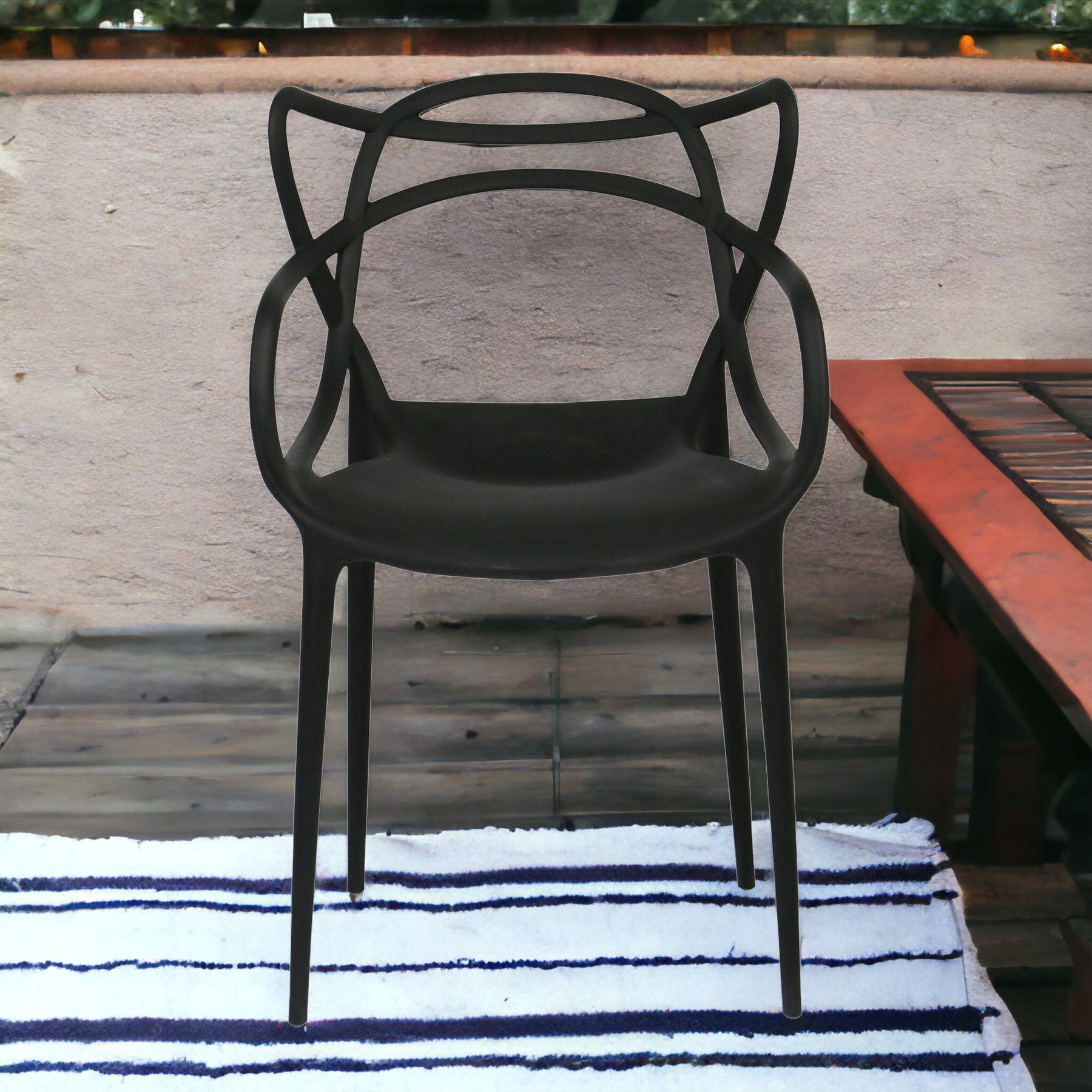 22" Black Heavy Duty Plastic Indoor Outdoor Dining Chair