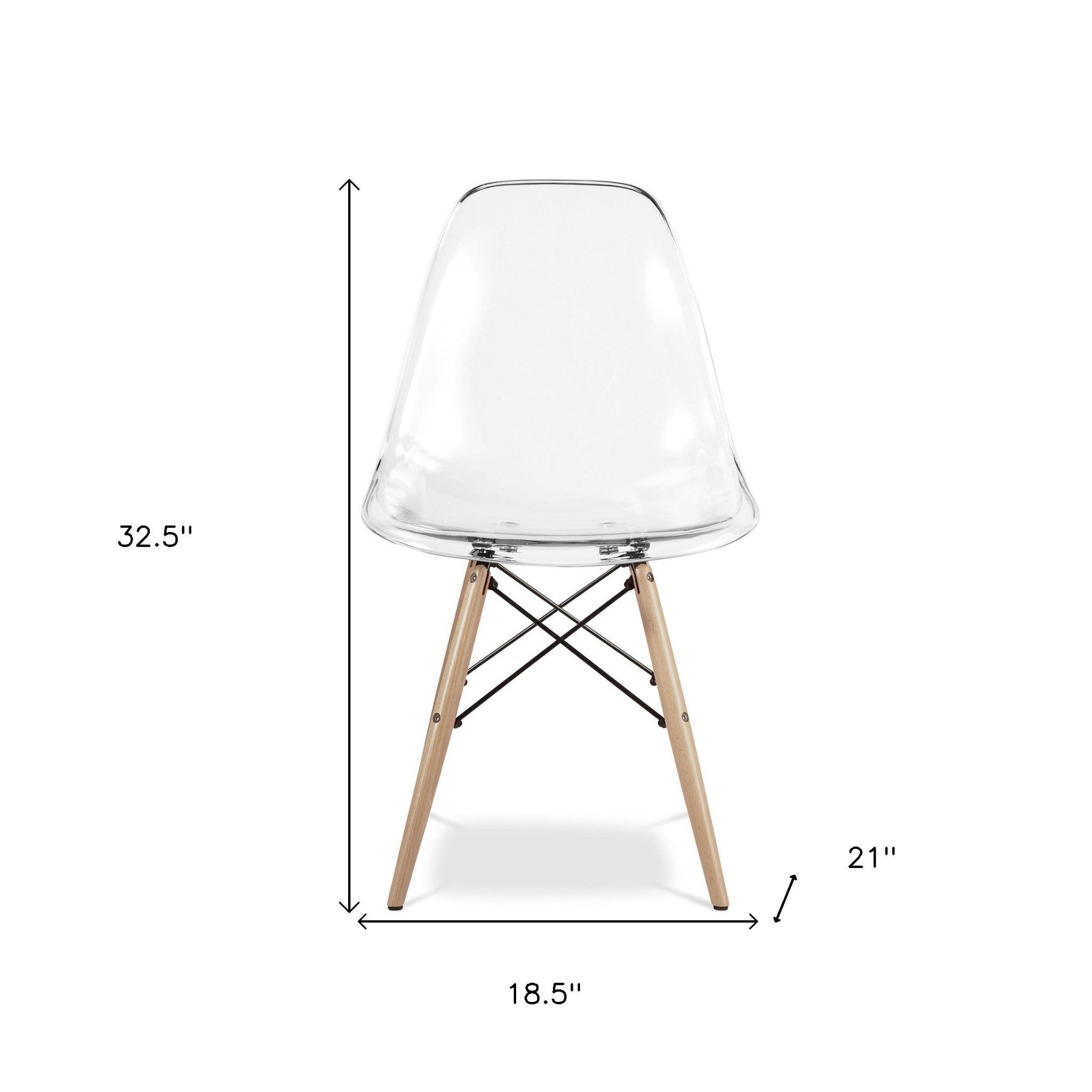 Clear And Natural Heavy Duty Plastic And Wood Dining Side Chair