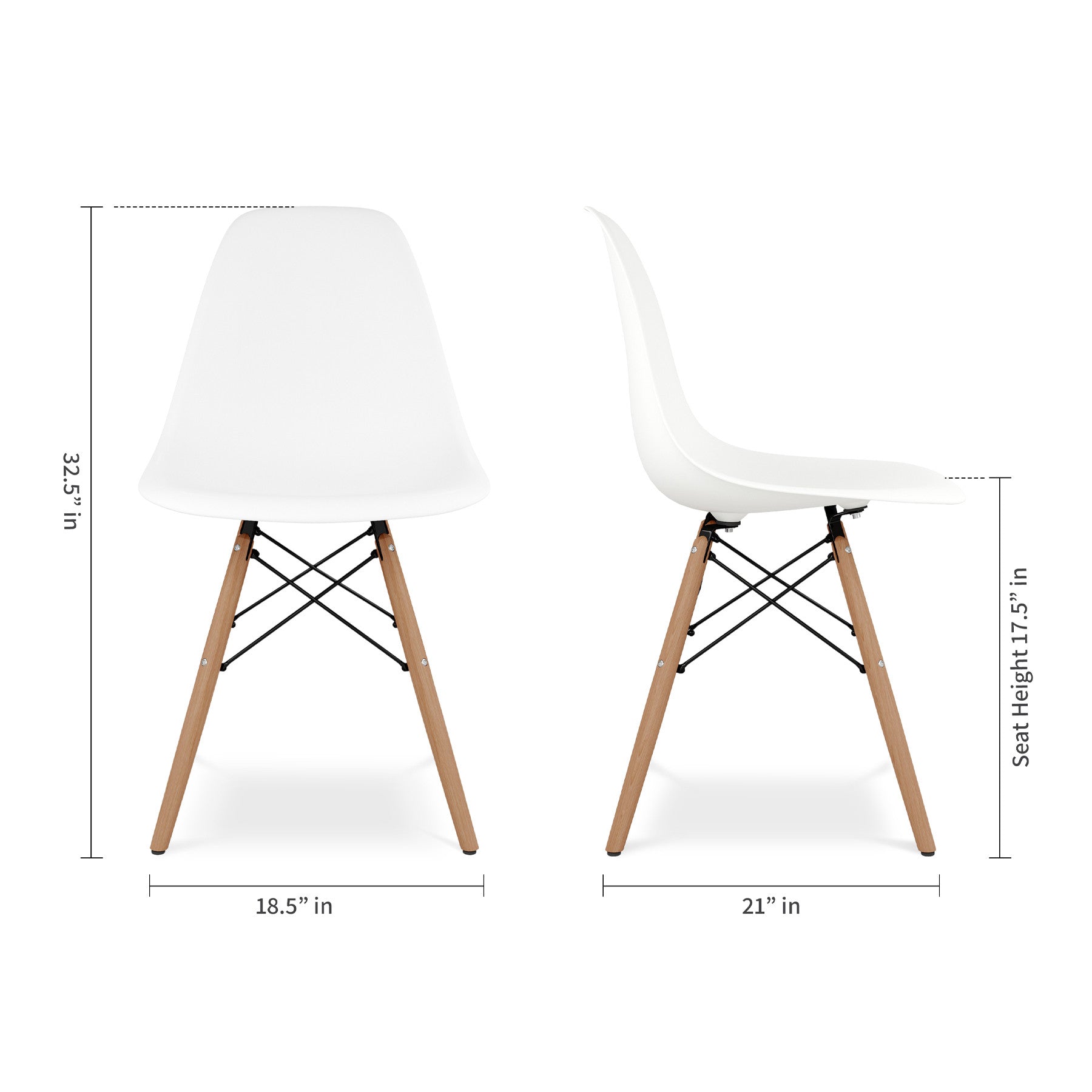 White And Natural Heavy Duty Plastic And Wood Dining Side Chair