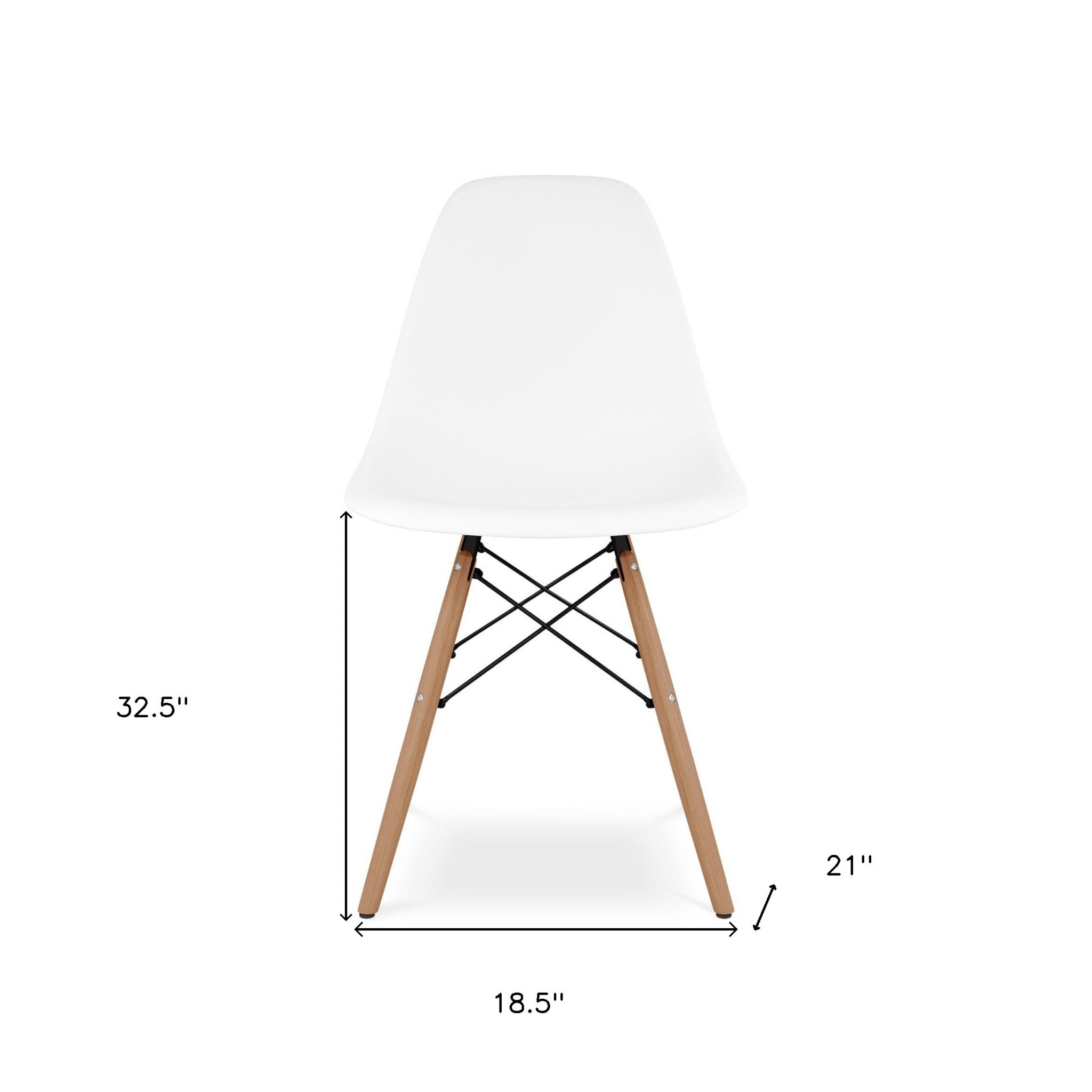 White And Natural Heavy Duty Plastic And Wood Dining Side Chair