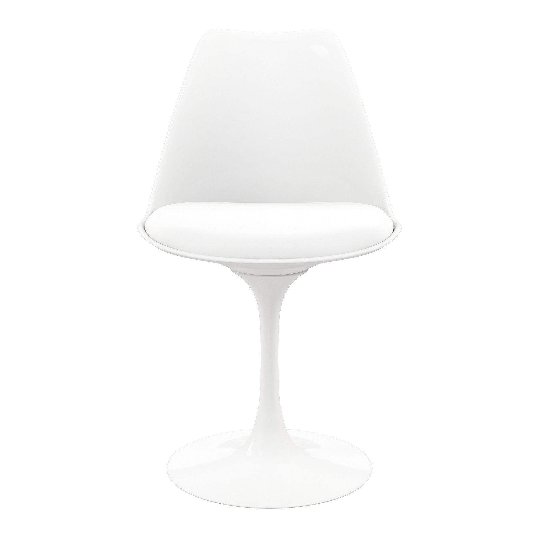 White Heavy Duty Plastic Dining Side Chair With Faux Leather Cushion