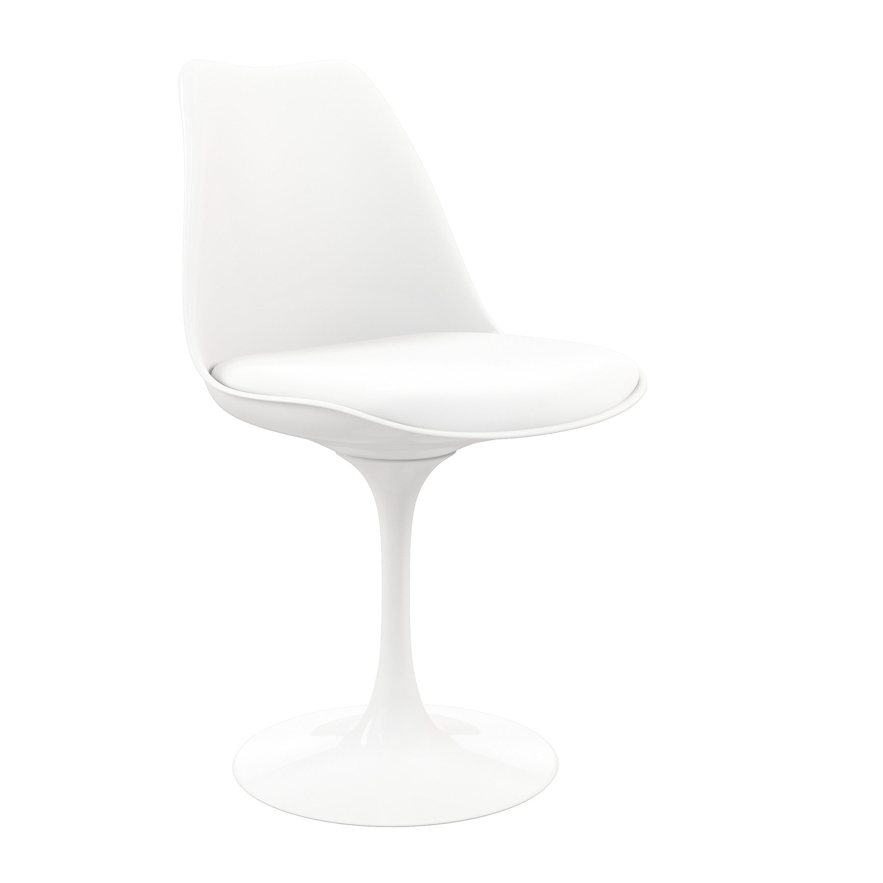 White Heavy Duty Plastic Dining Side Chair With Faux Leather Cushion