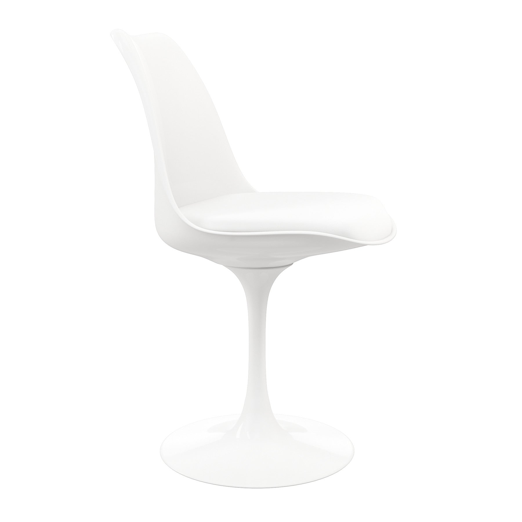 White Heavy Duty Plastic Dining Side Chair With Faux Leather Cushion