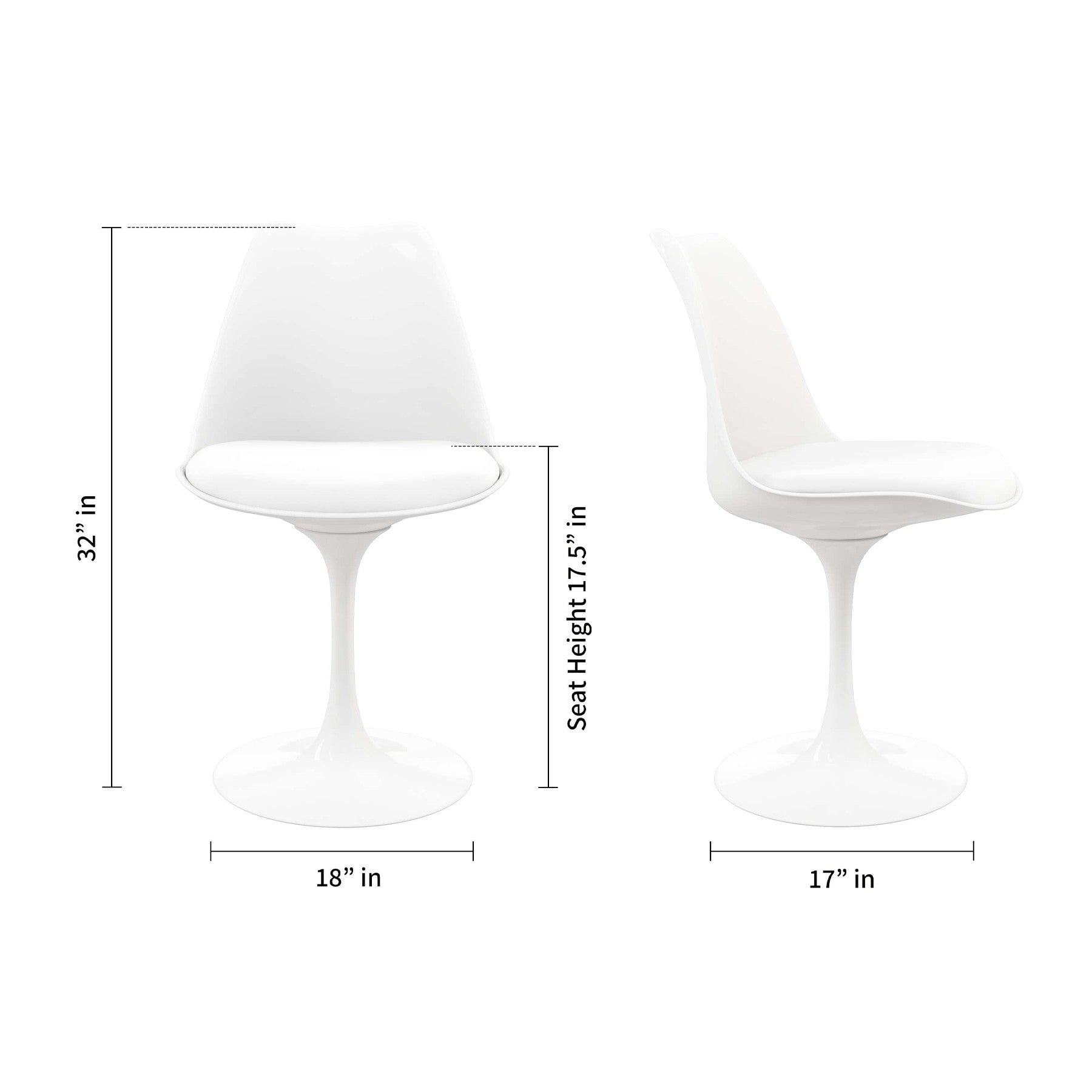 White Heavy Duty Plastic Dining Side Chair With Faux Leather Cushion