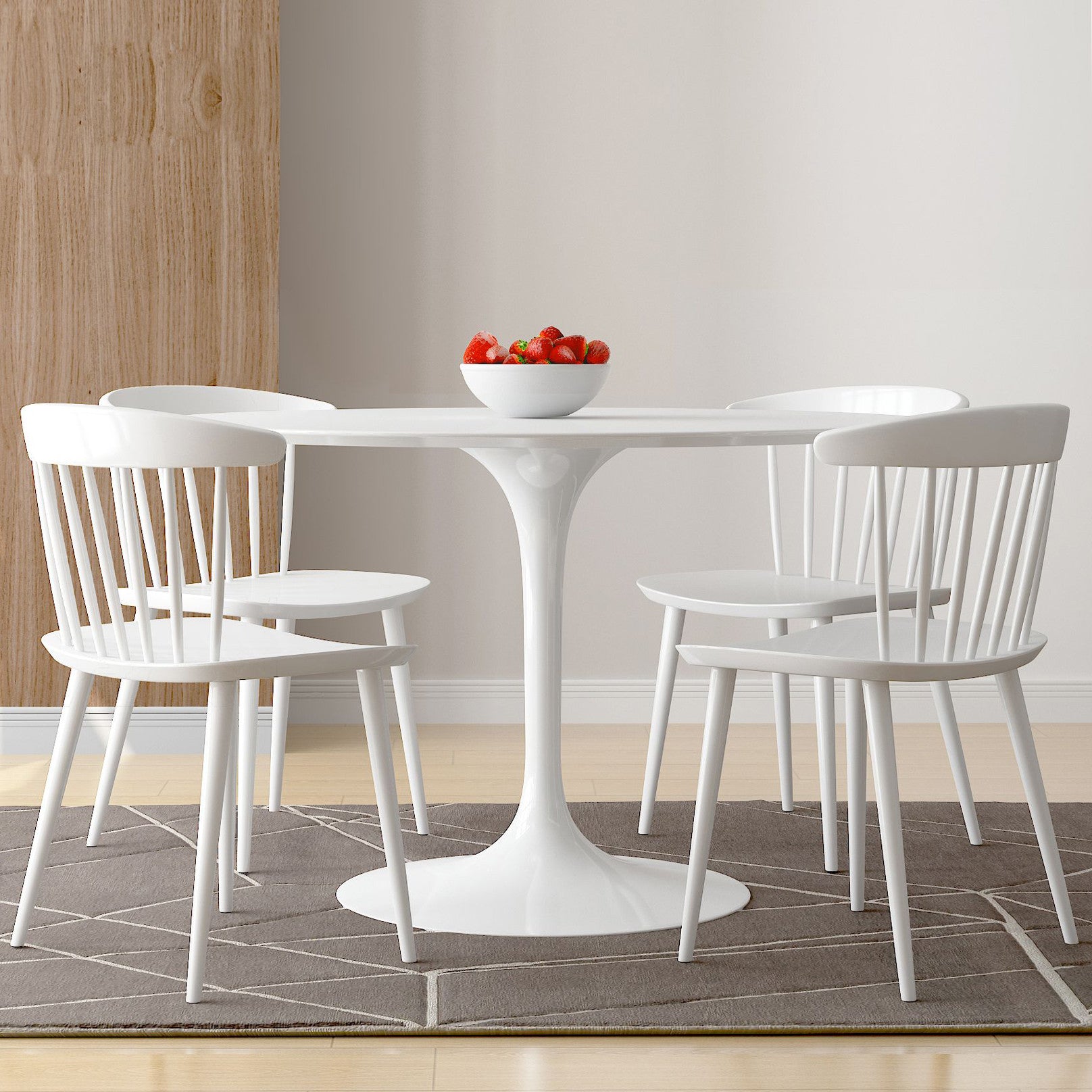 White Heavy Duty Plastic Slat Back Dining Side Chair