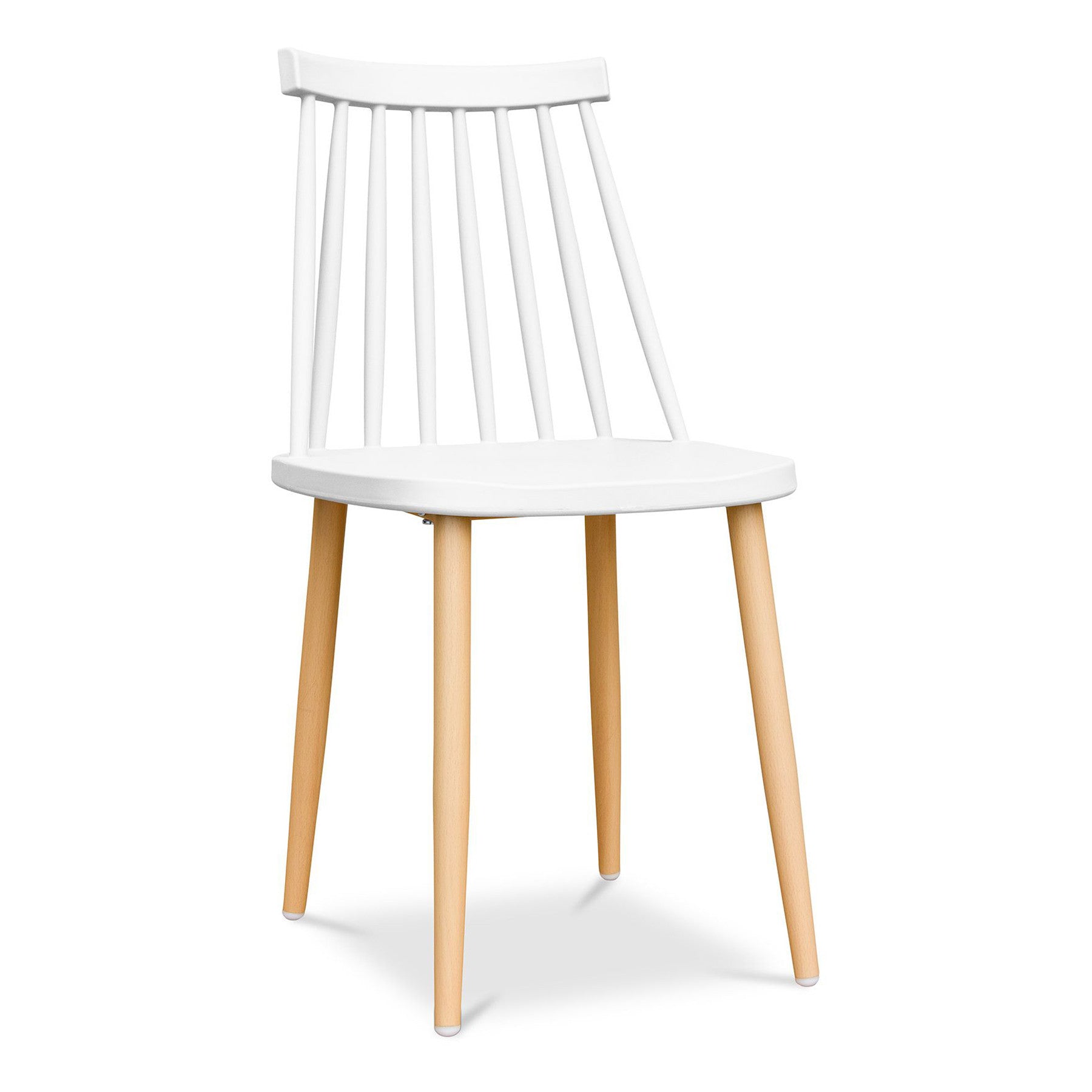 White And Natural Heavy Duty Plastic and Steel Windsor Back Dining Side Chair