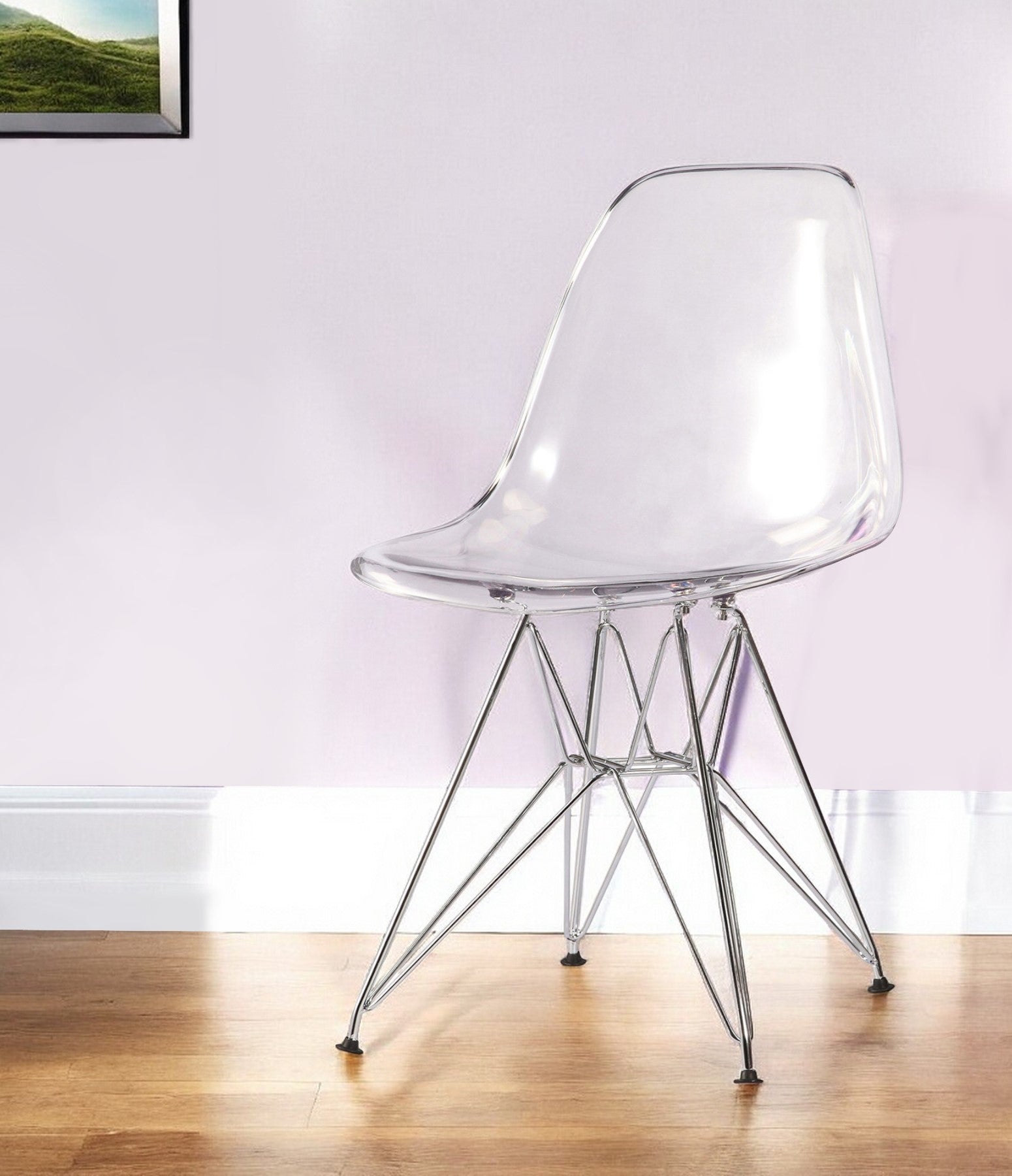 Clear And Silver Acrylic Dining Side Chair